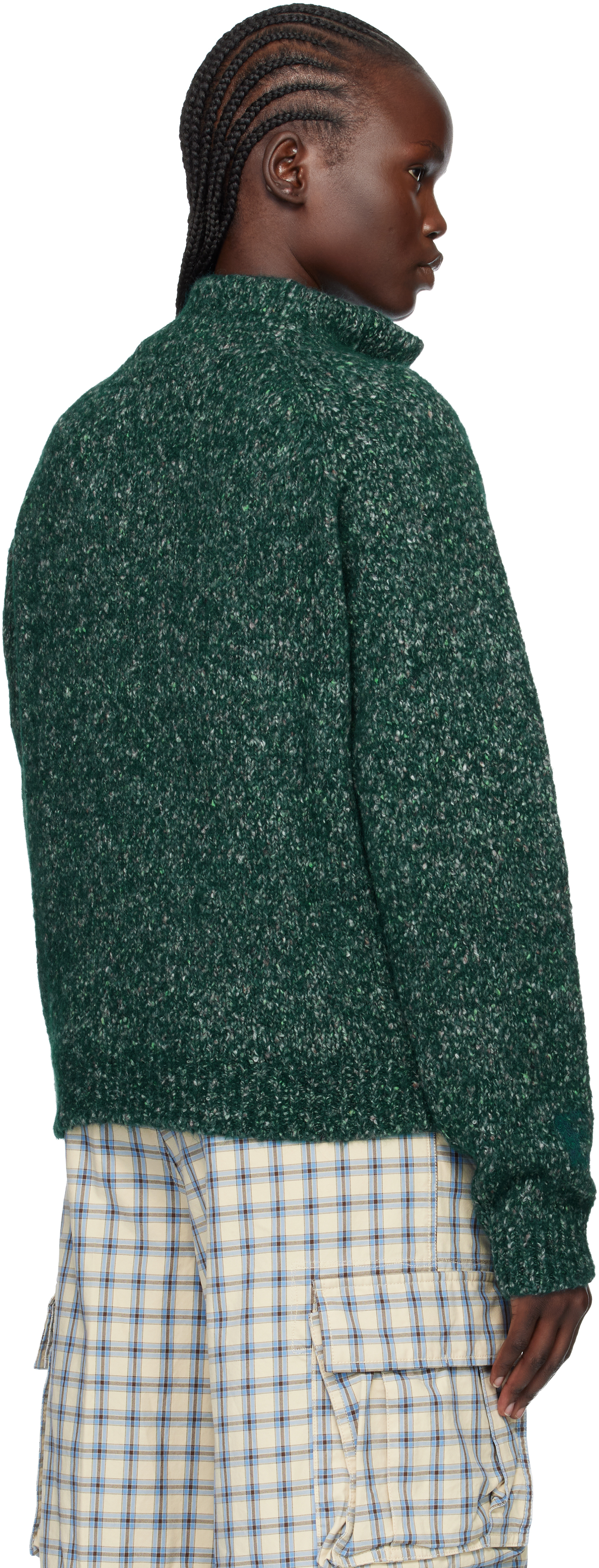 Erl Green Slit Neck Alpaca Polo In Green