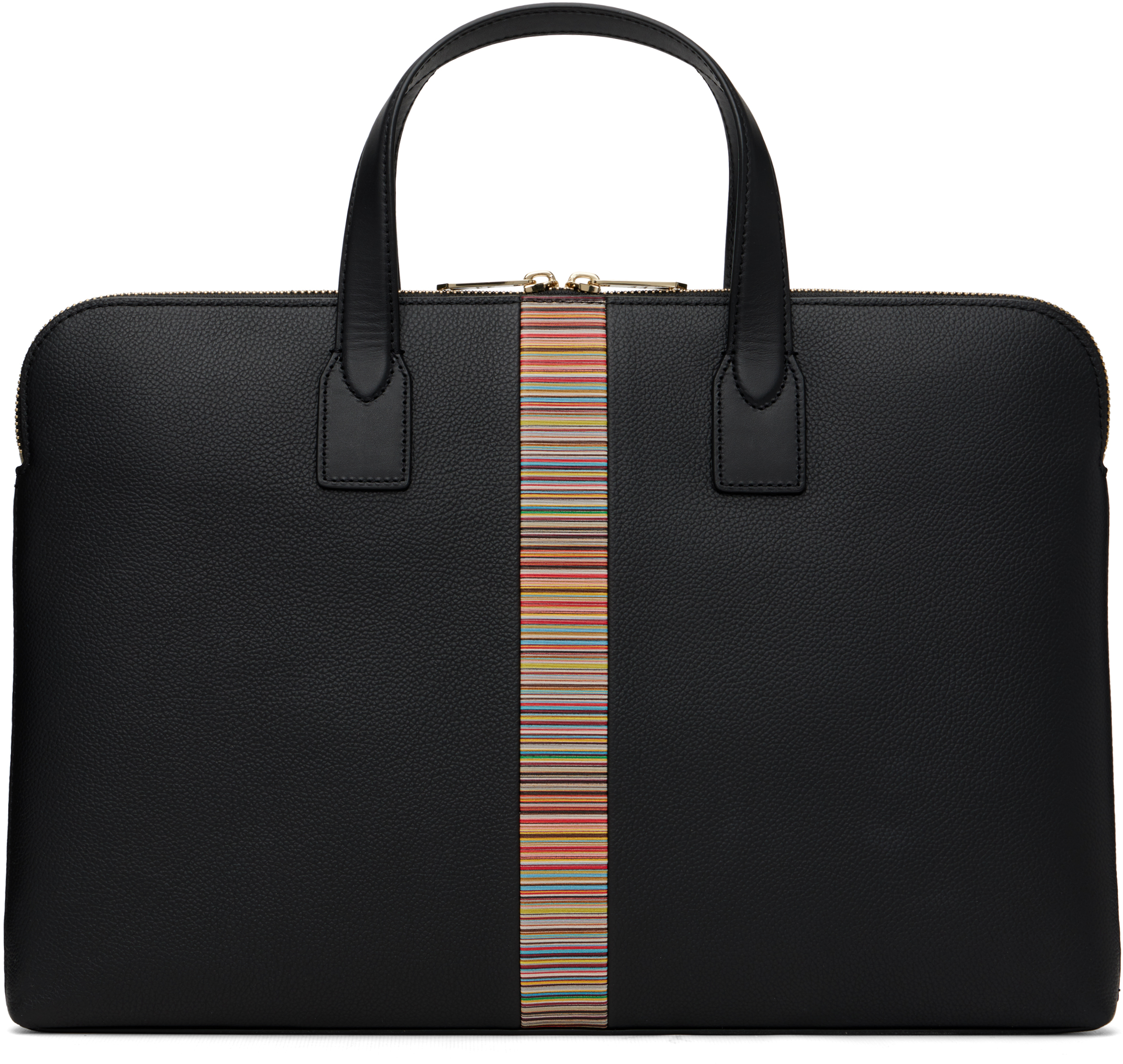 Paul Smith Black 'Signature Stripe' Slim Folio Briefcase