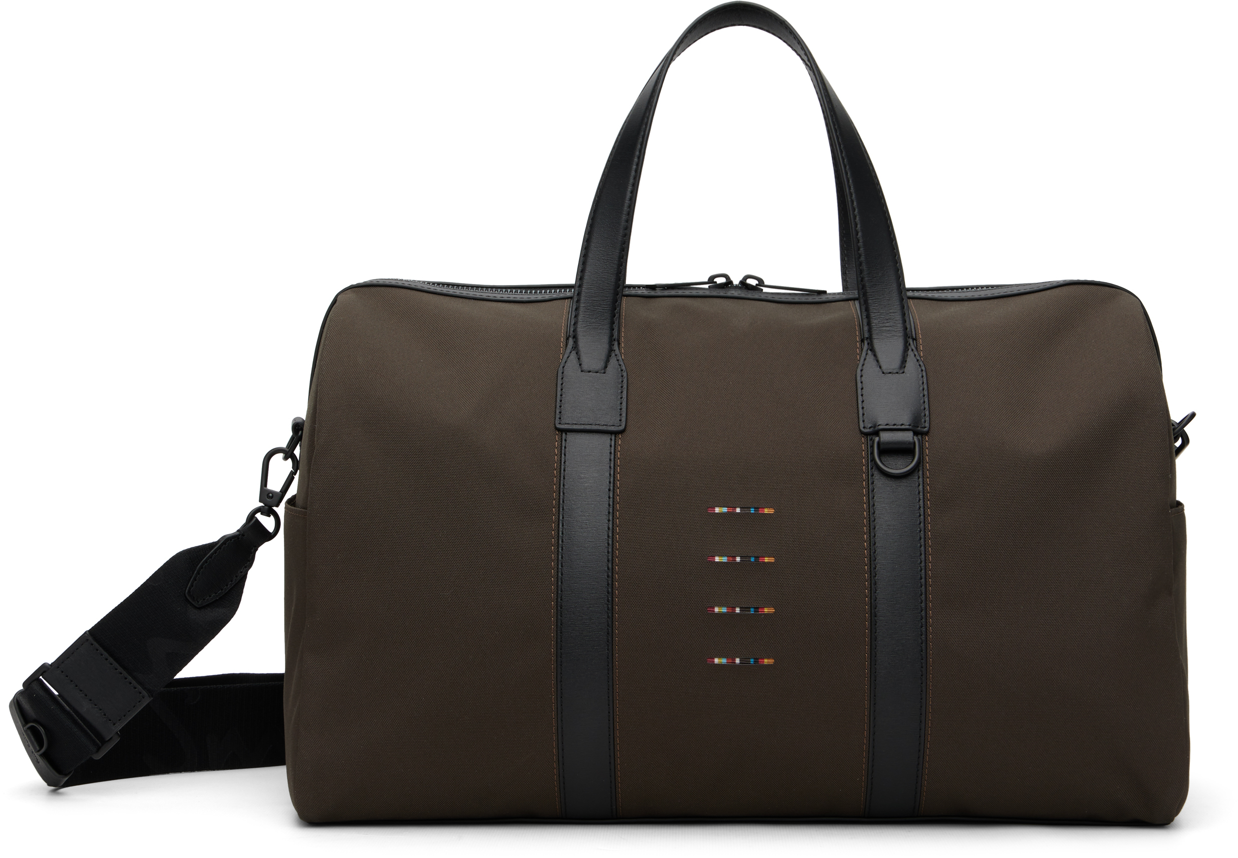 Paul Smith Khaki Cordura Laser 'Signature Stripe' Duffle Bag