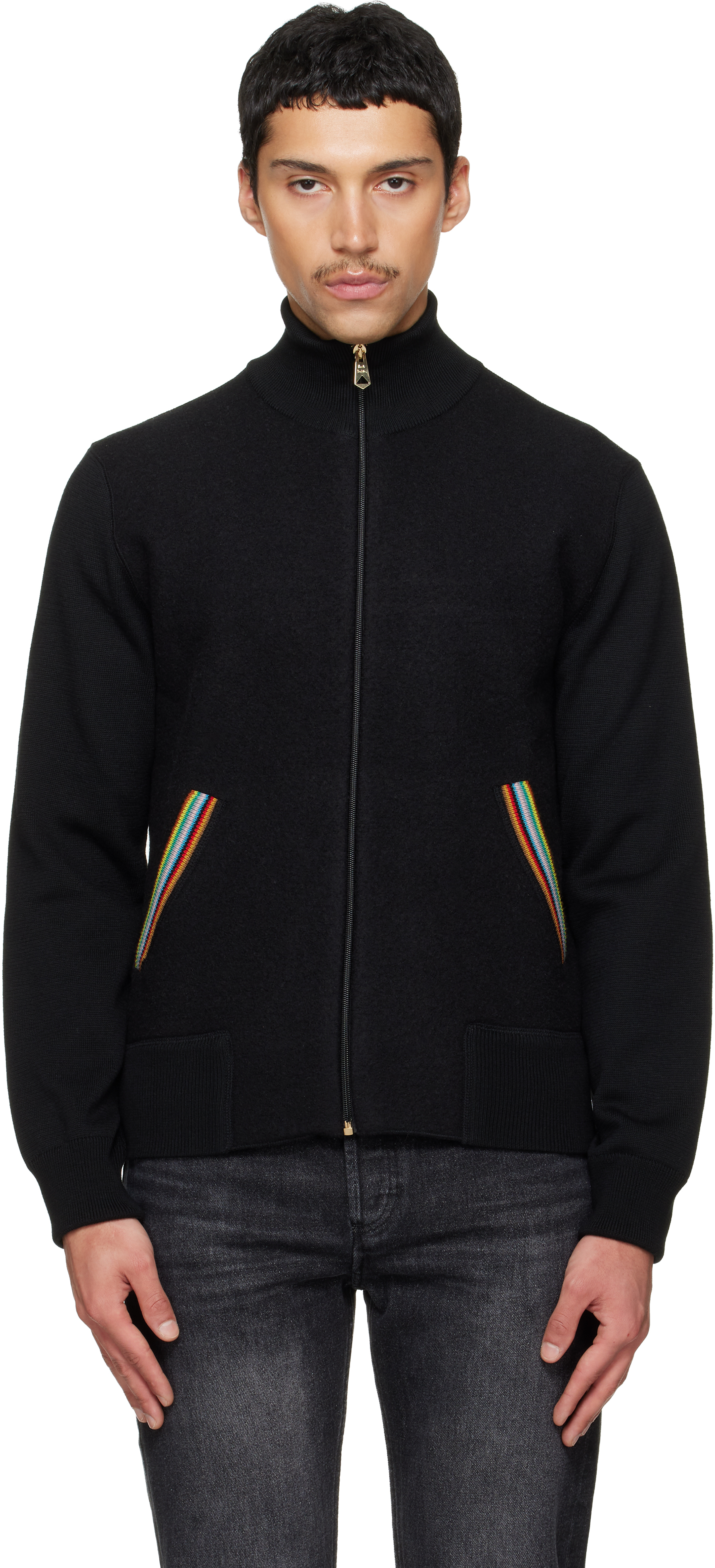 Paul Smith: Navy 'Signature Stripe' Merino Wool Knitted Jacket