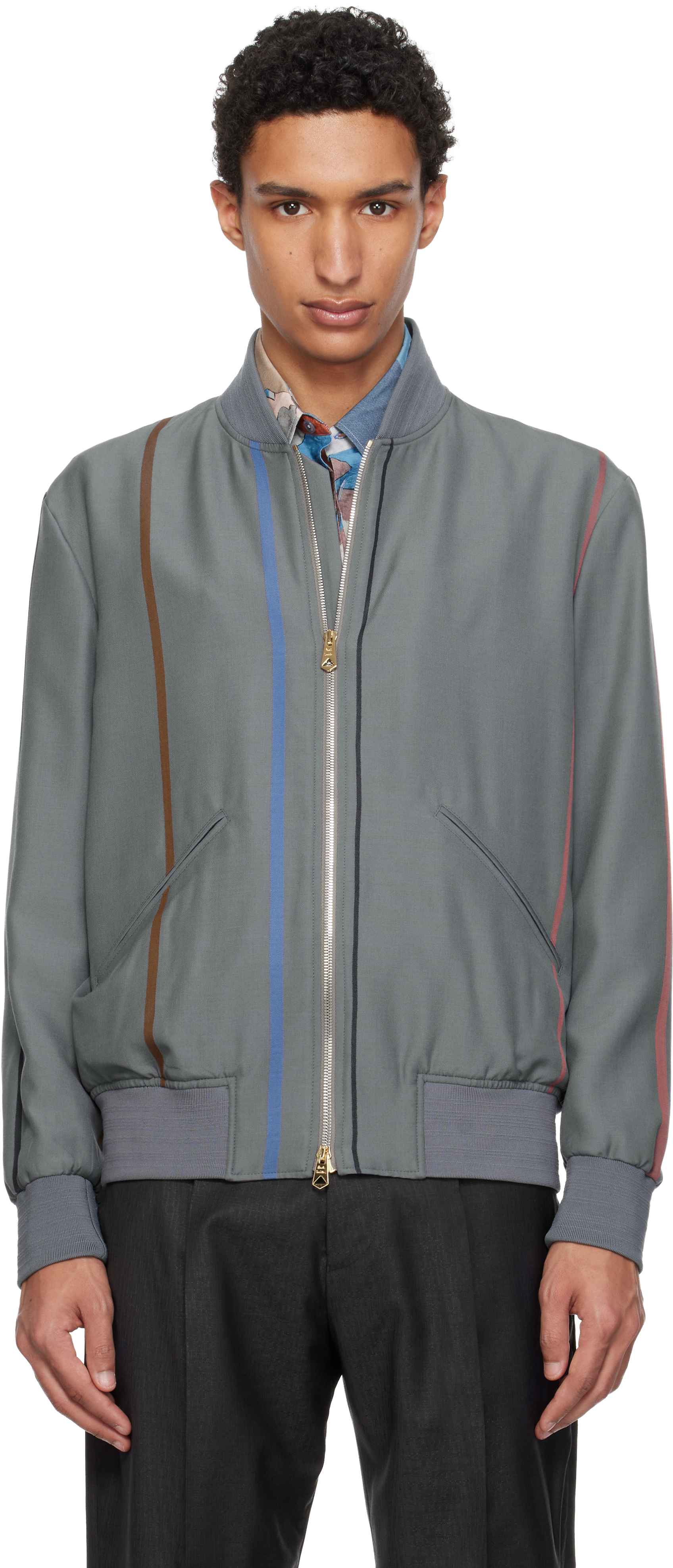 Purple Regular Fit Bomber Jacket by Paul Smith on Sale