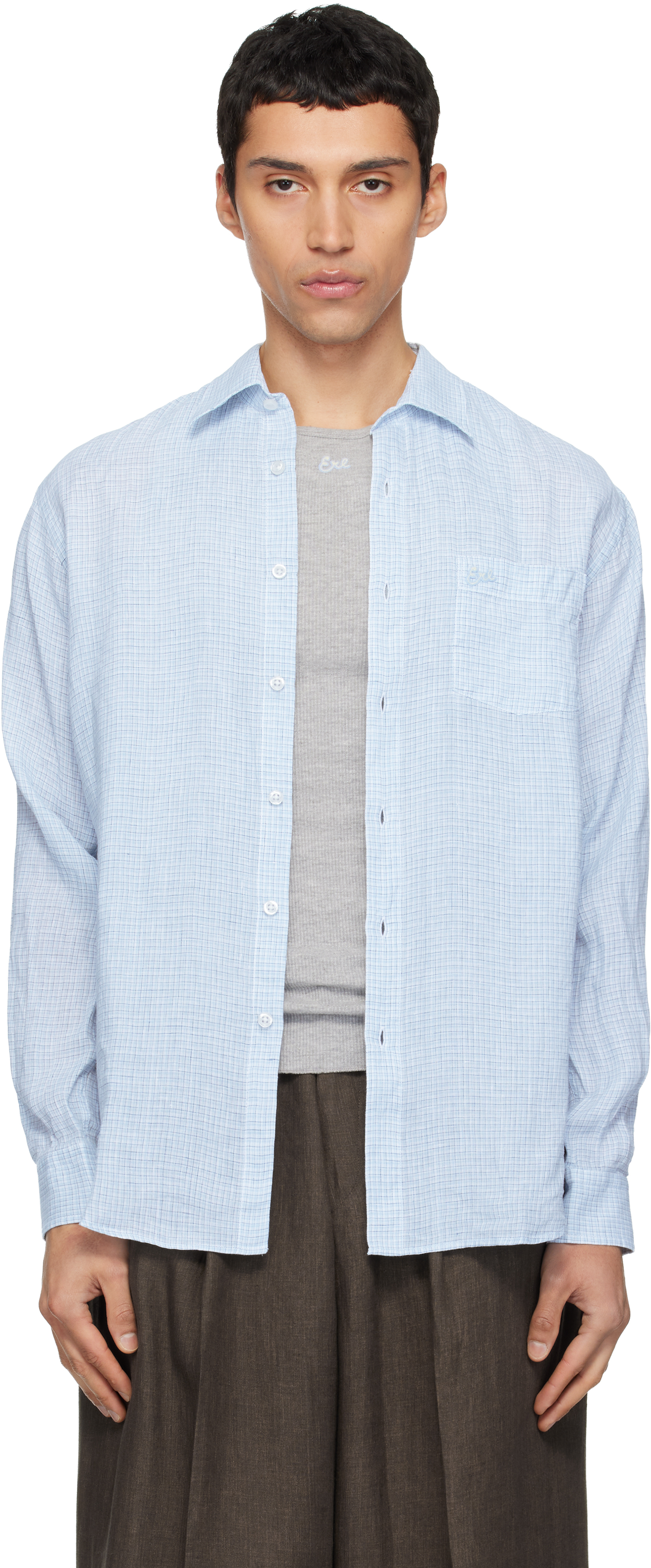 トップス ERL UNISEX BLUE PLAID SHIRT WOVEN / BLUE ERL: Blue Plaid Shirt | SSENSE