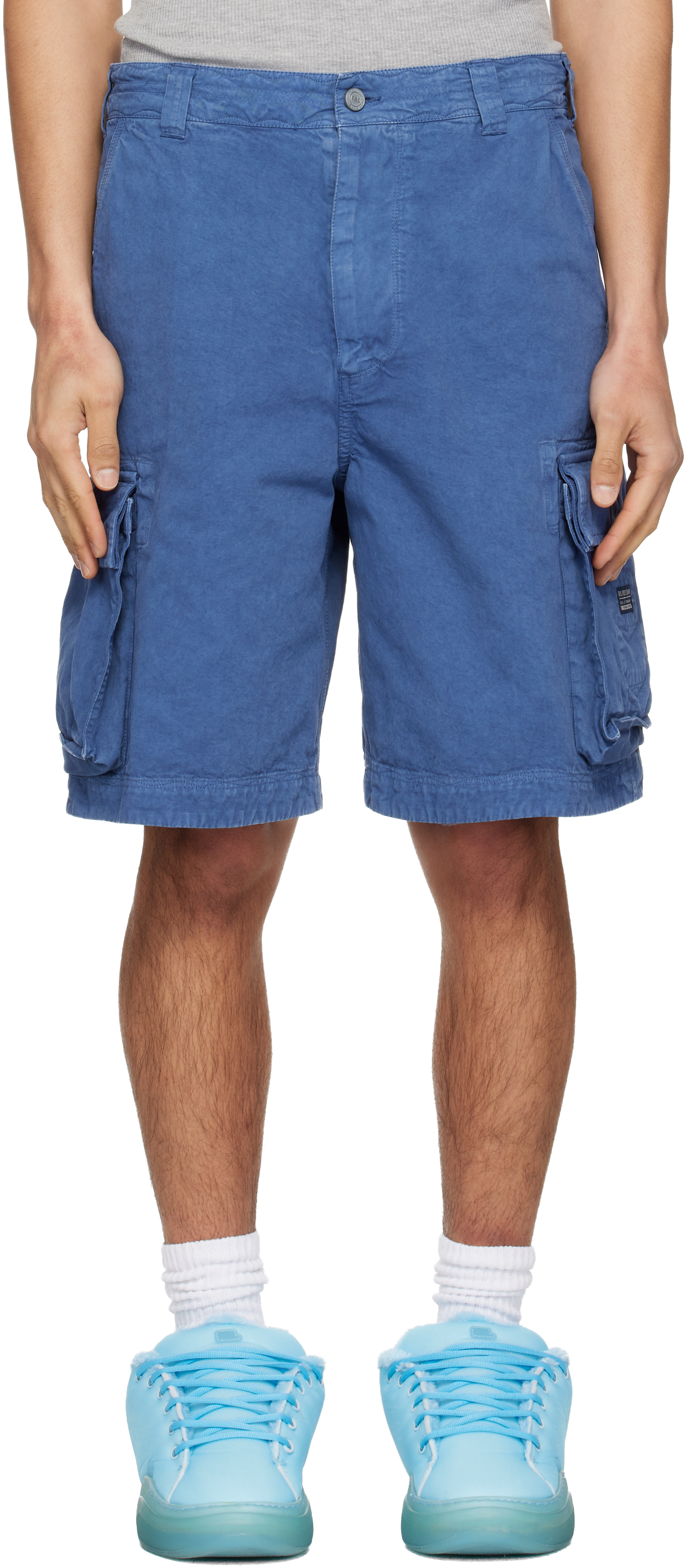 ERL Blue Woven Cargo Shorts
