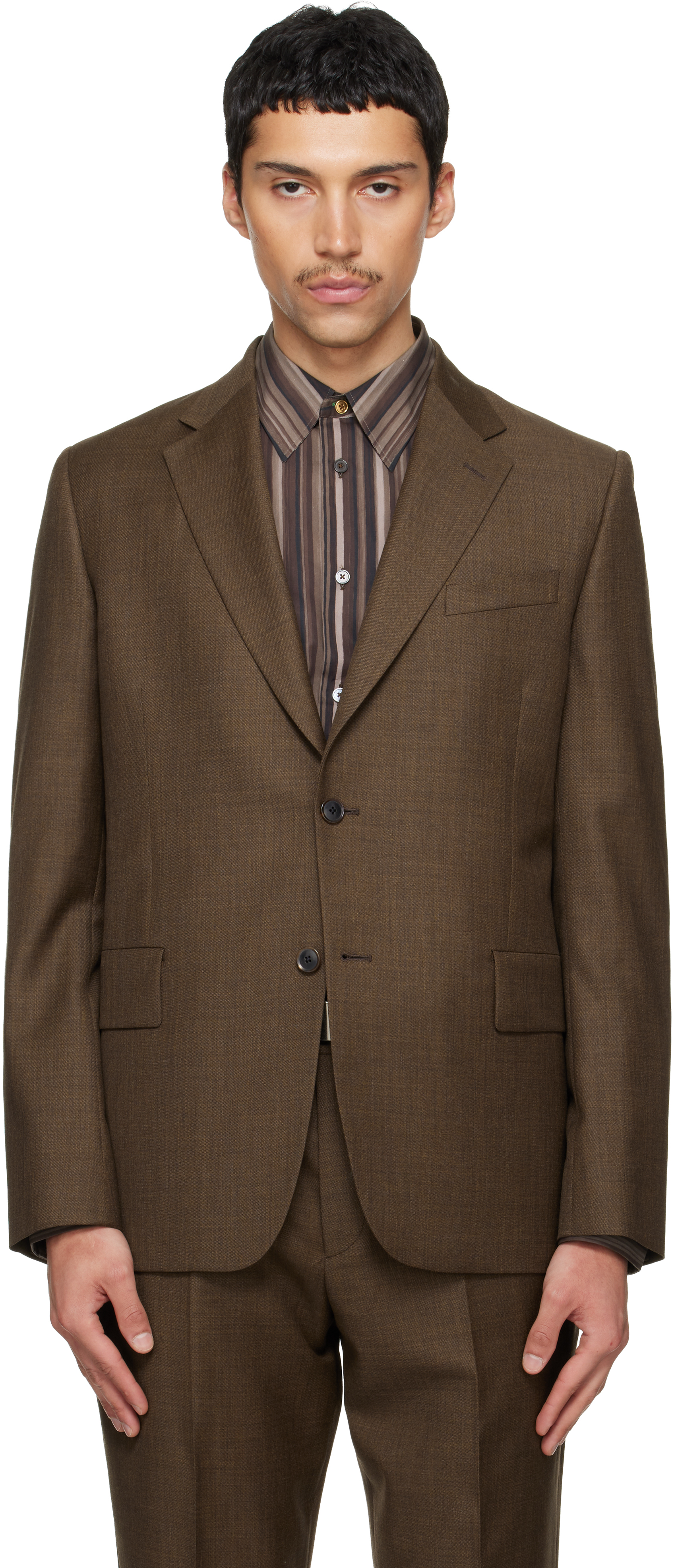 Paul Smith Brown Two-Piece 'The Brierley' Sharkskin Wool Suit