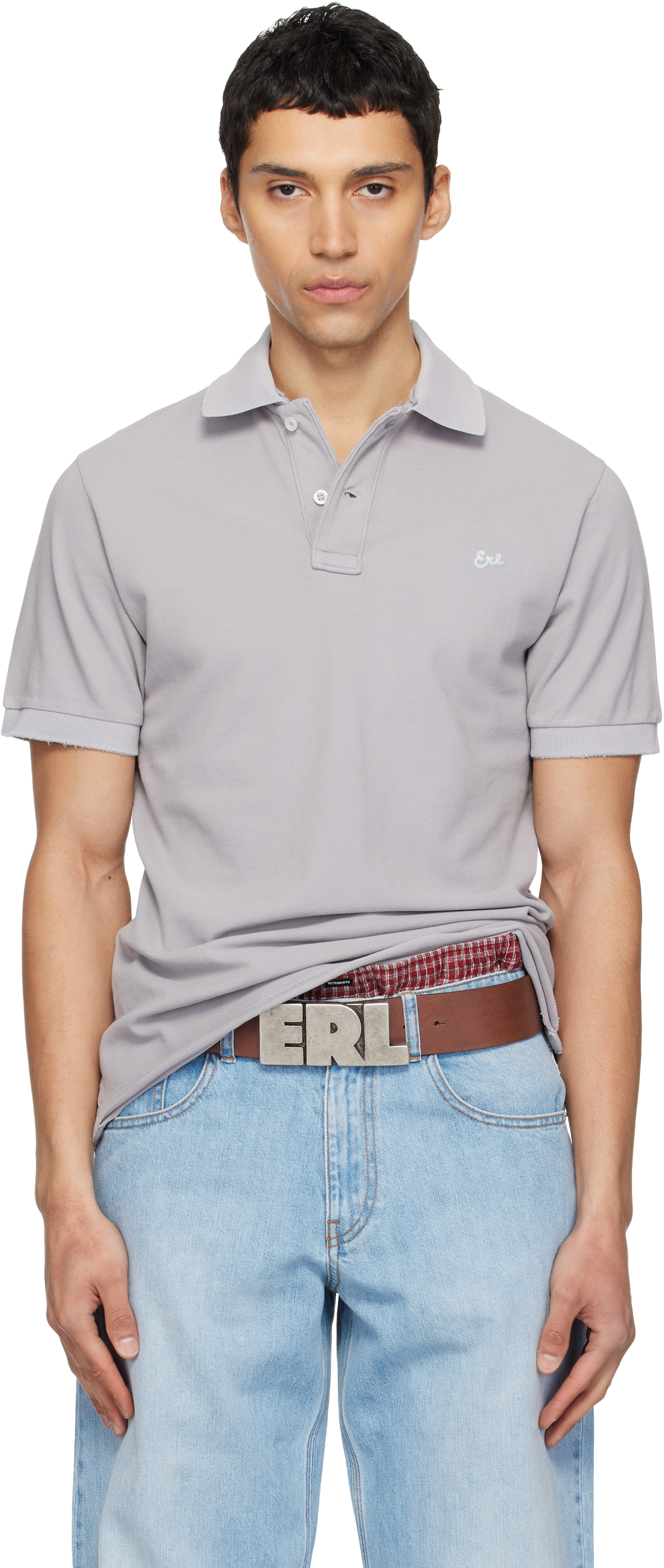 ERL Gray Logo Patch Polo
