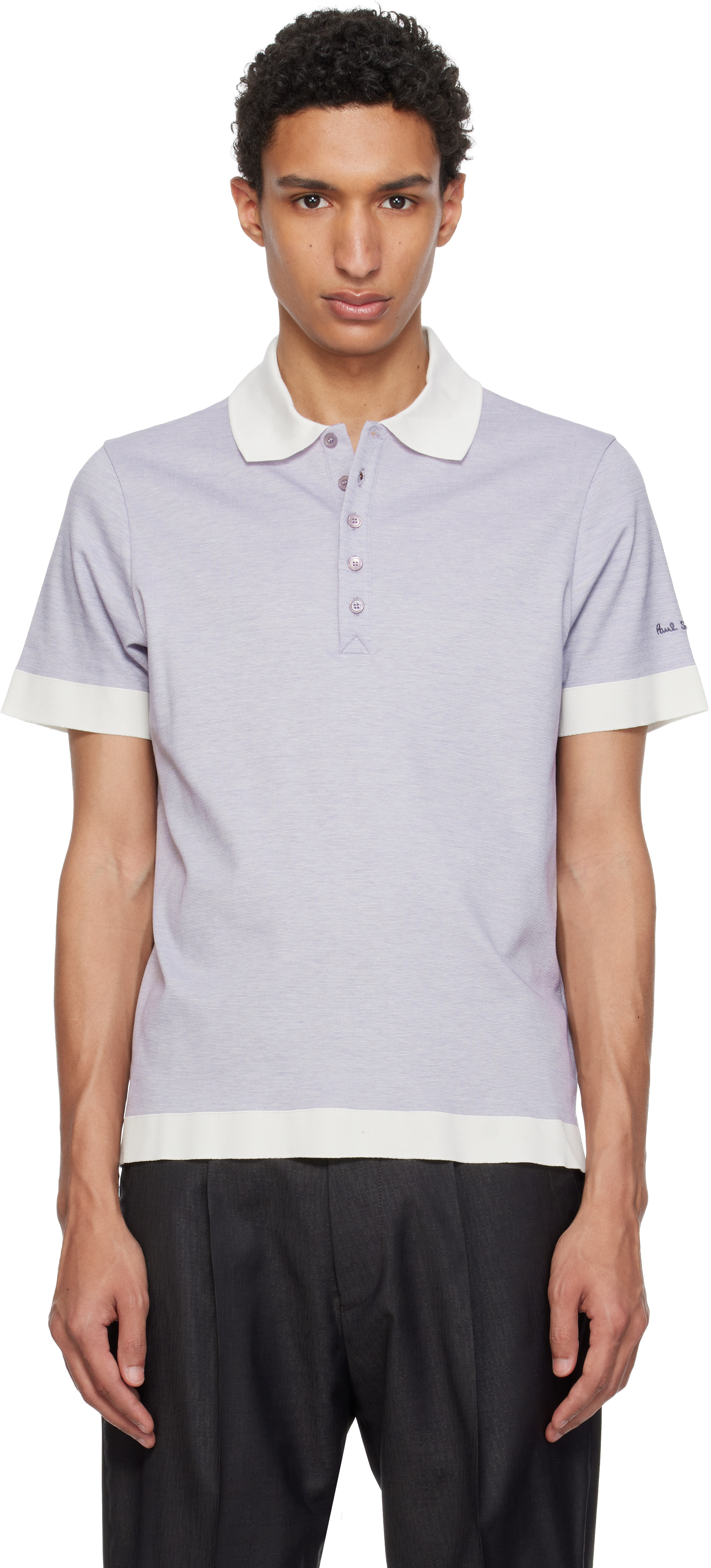 Purple Lyocell-Blend Contrast Trim Polo by Paul Smith on Sale