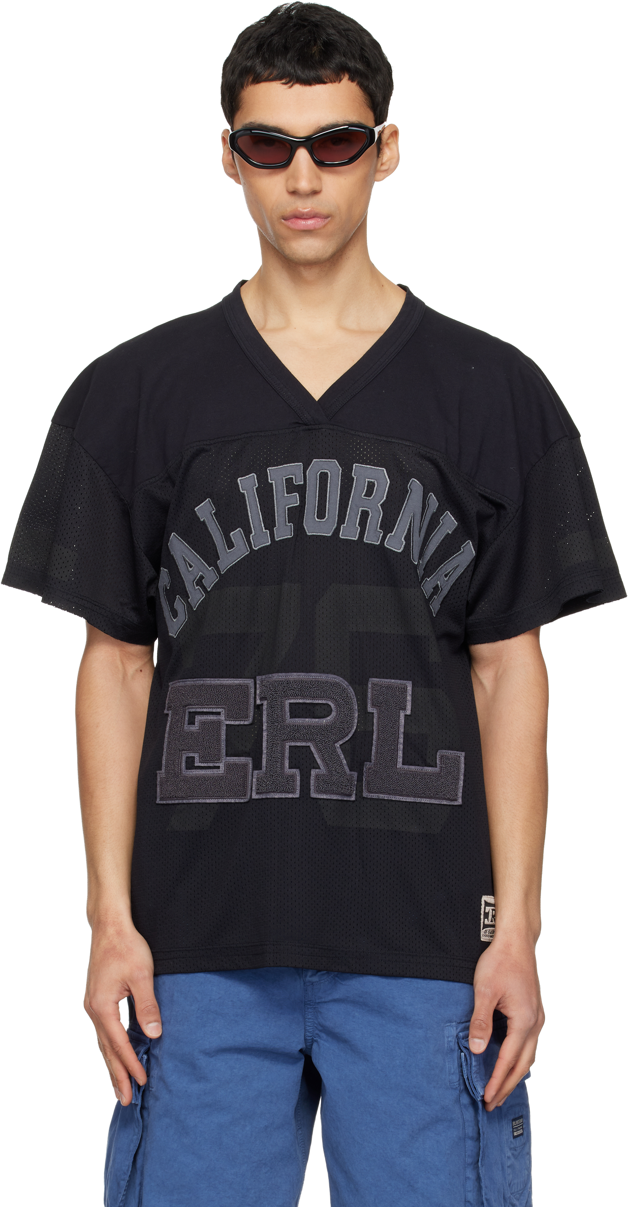 Black Mesh Football T-shirt