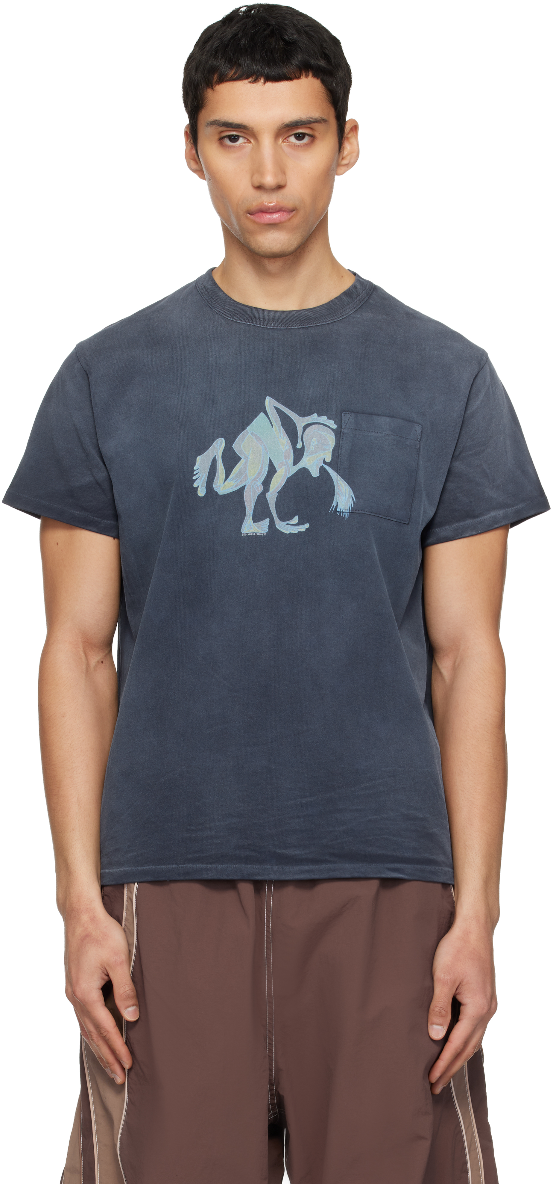 ERL: ネイビー Puke Tシャツ | SSENSE 日本