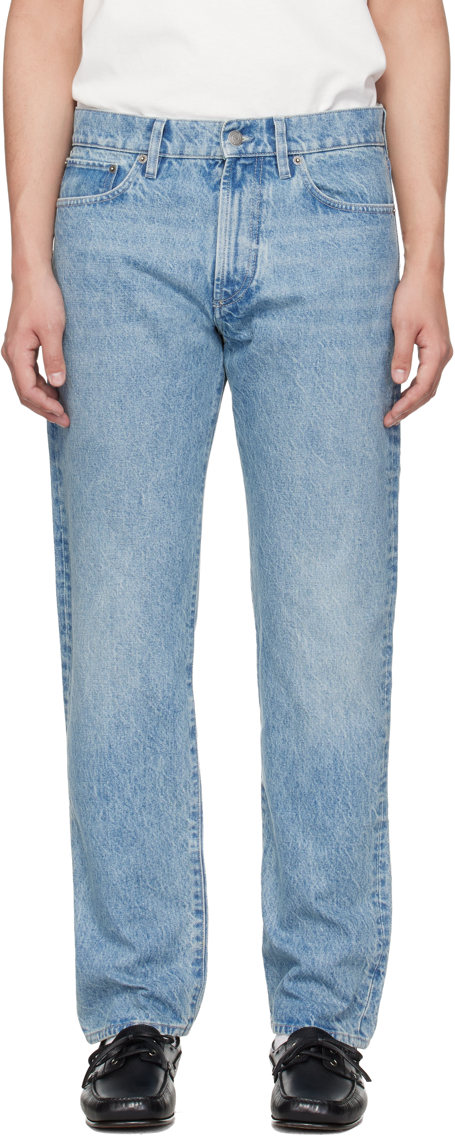 Blue Straight Fit Jeans by Ralph Lauren Purple Label on Sale