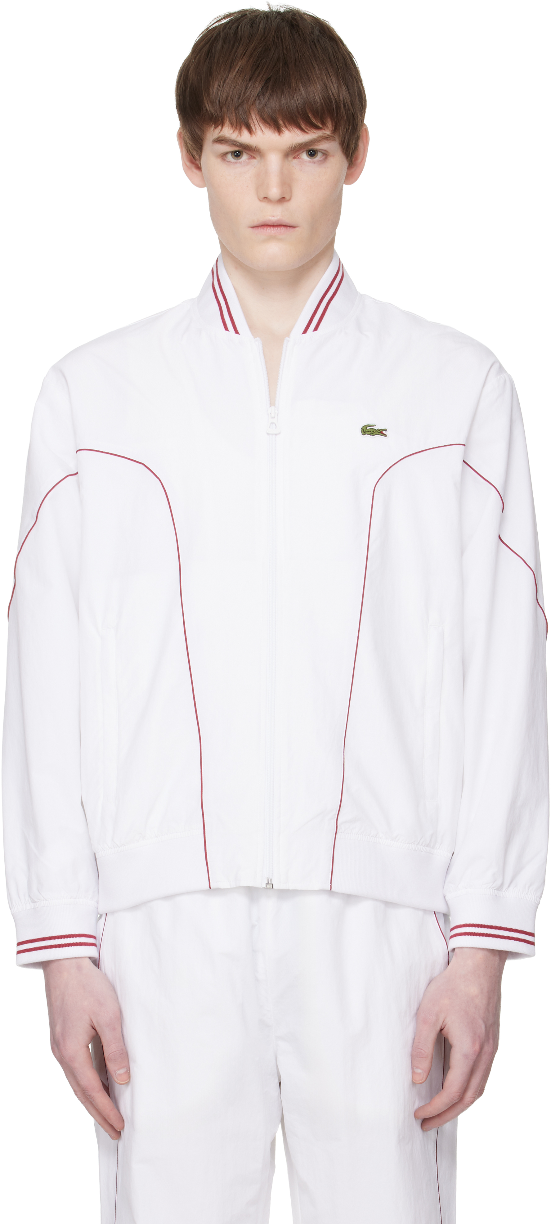 Lacoste ホワイト ジップアップジャケット トラックジャケット ジャージ Lacoste: White Top Tier Track Jacket | SSENSE