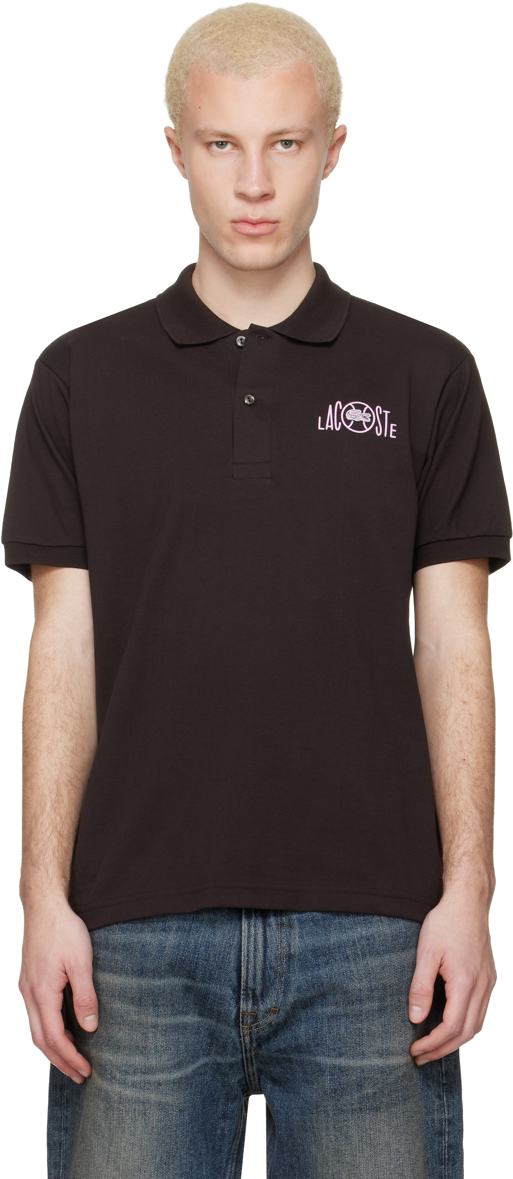 Lacoste: ブラウン Classic Fit Graphic Branding ポロシャツ | SSENSE