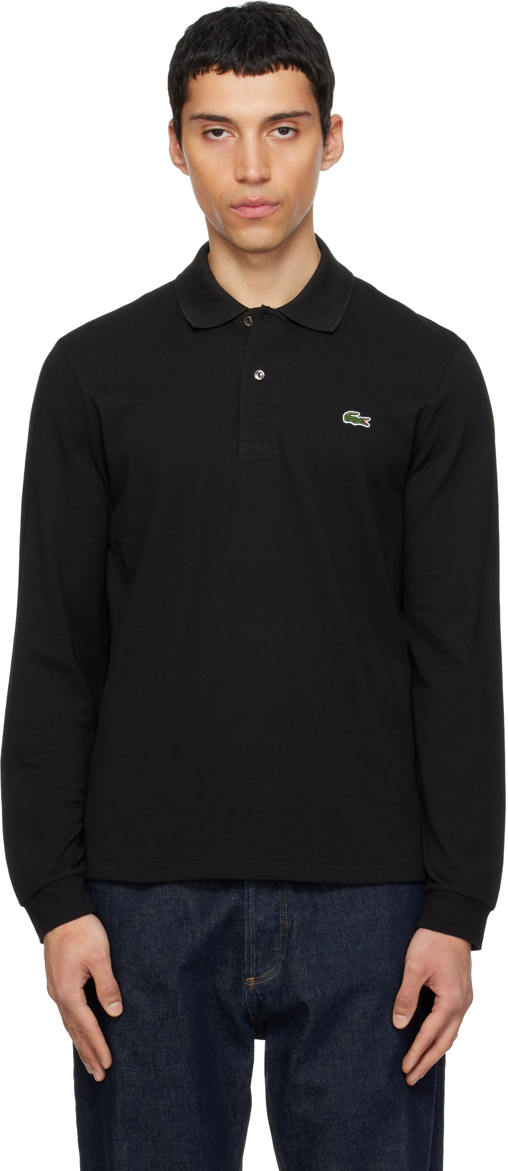 LACOSTE ブラック 長袖ポロシャツ FR4/US M Lacoste: ブラック Classic Fit L.12.12 長袖ポロシャツ | SSENSE 日本