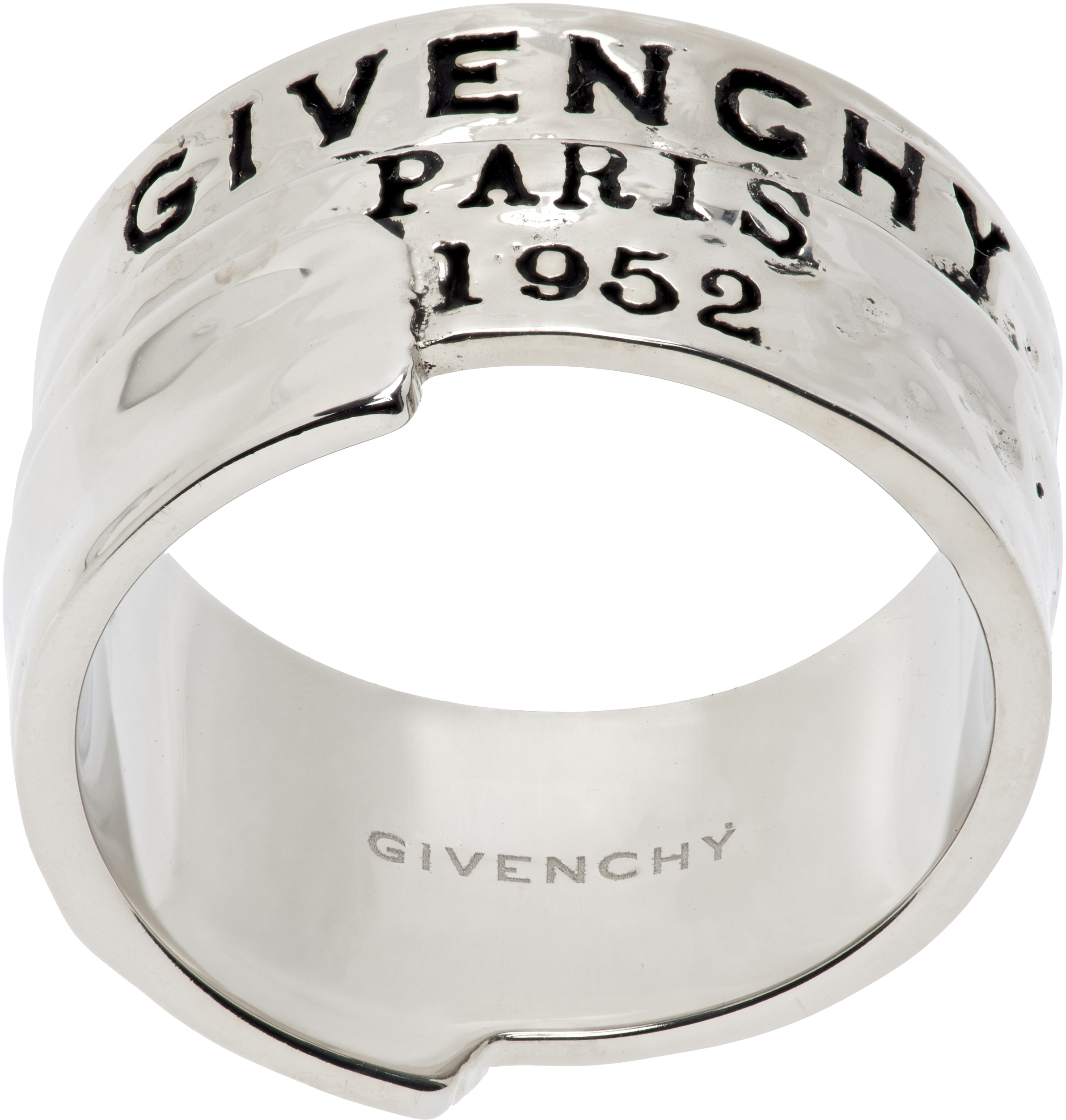 GIVENCHY RING SILVERY リング Givenchy: 'GIVENCHY Tape' Ring | SSENSE