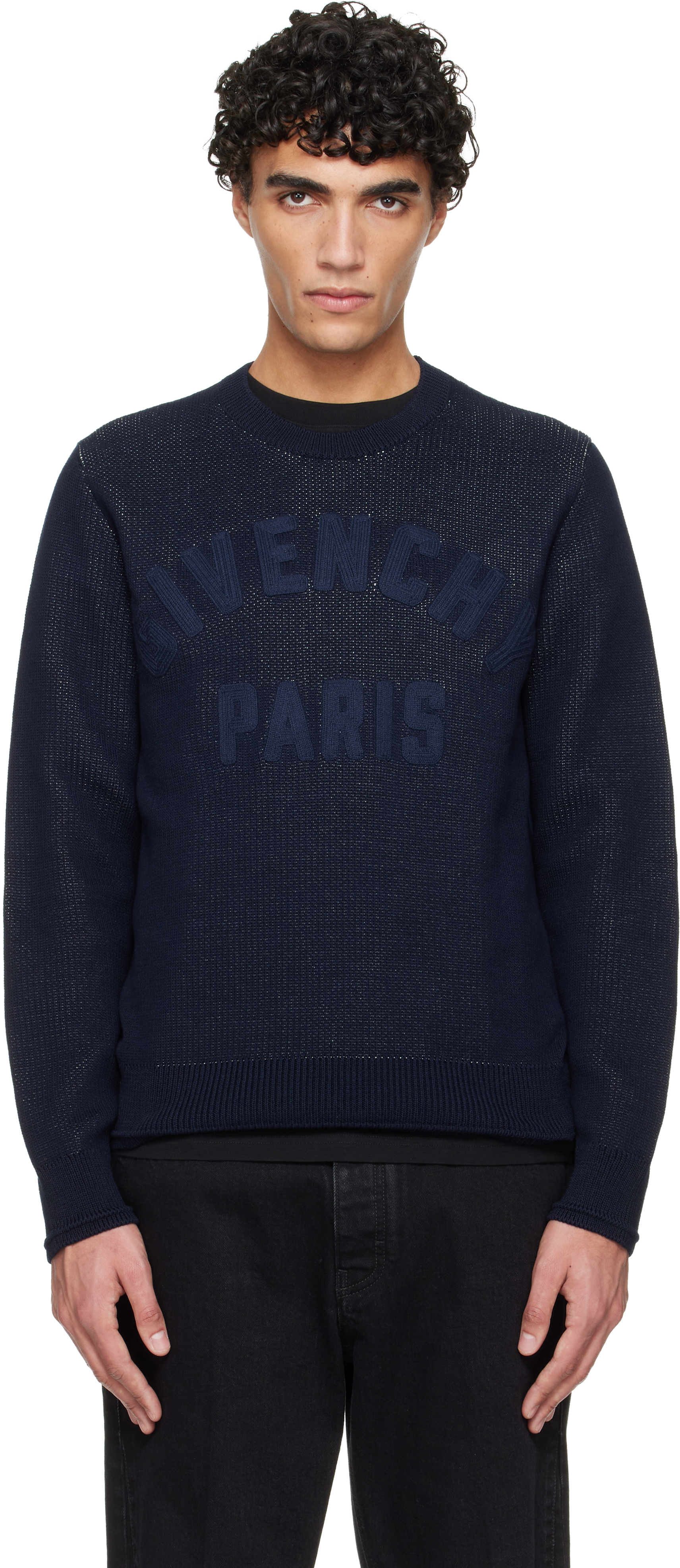 Givenchy: ネイビー クルーネックセーター | SSENSE 日本