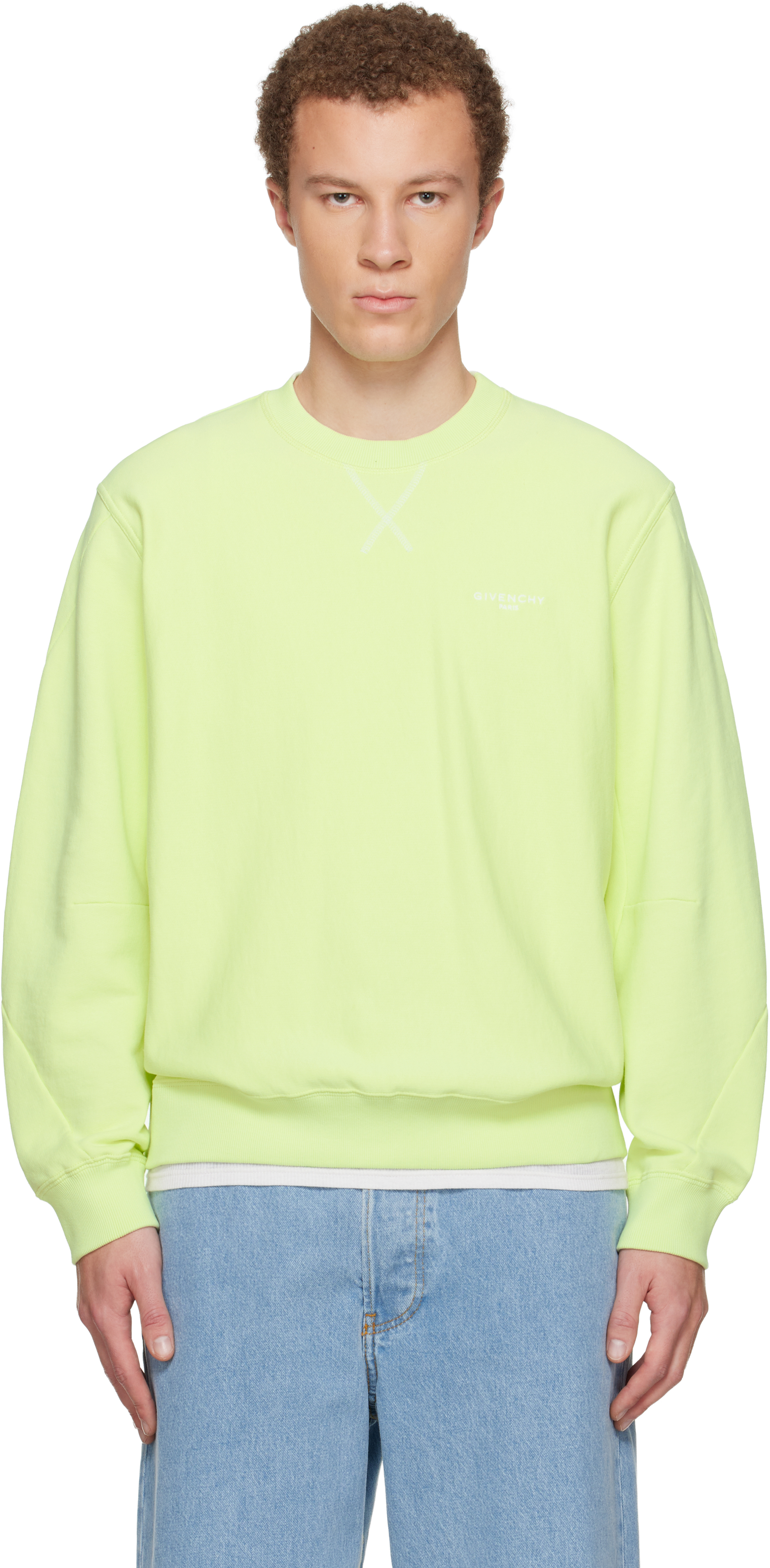 GIVENCHY ライトグリーン ニットセーター L Givenchy: Green Couture Seam Sweatshirt | SSENSE
