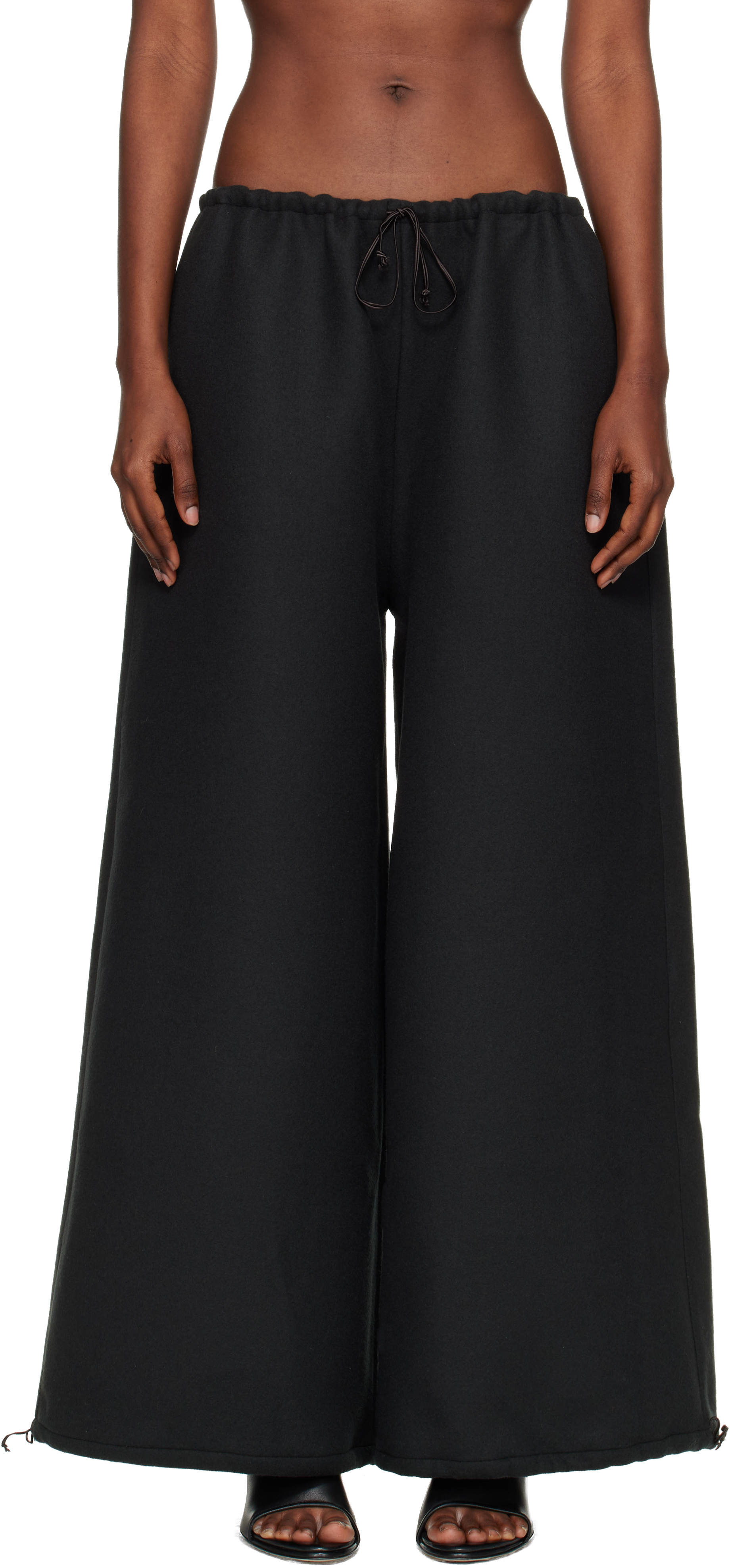 Bambou Roger Kwong Gray Double Face Wool Drap Trousers In Brown