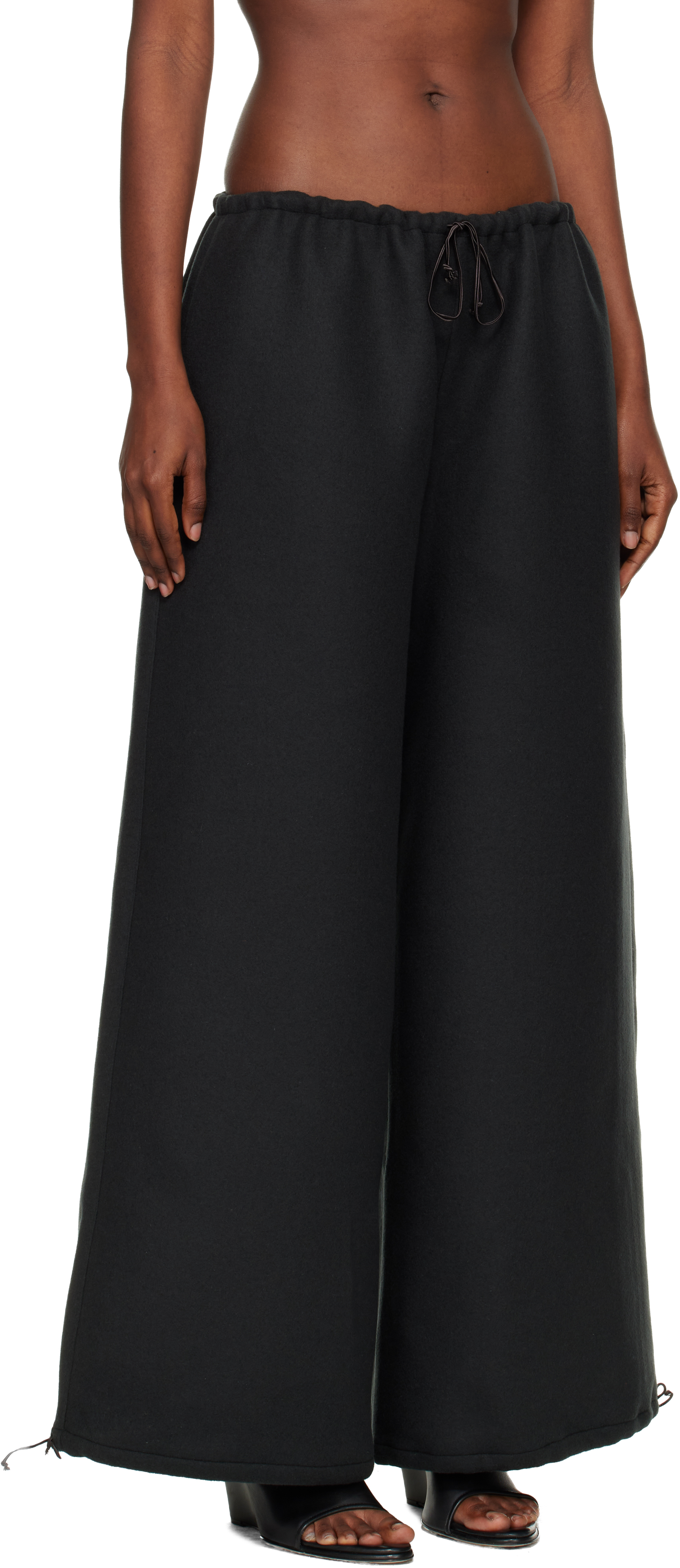 Bambou Roger Kwong Gray Double Face Wool Drap Trousers In Brown