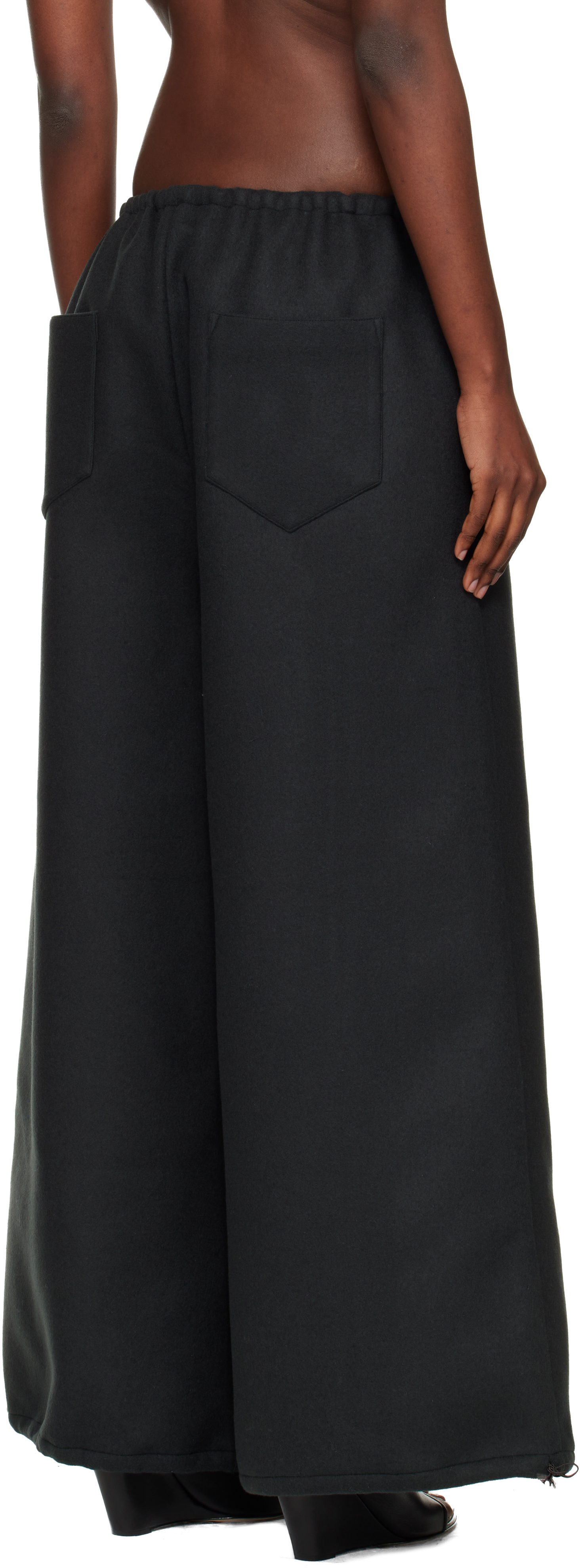 Bambou Roger Kwong Gray Double Face Wool Drap Trousers In Brown