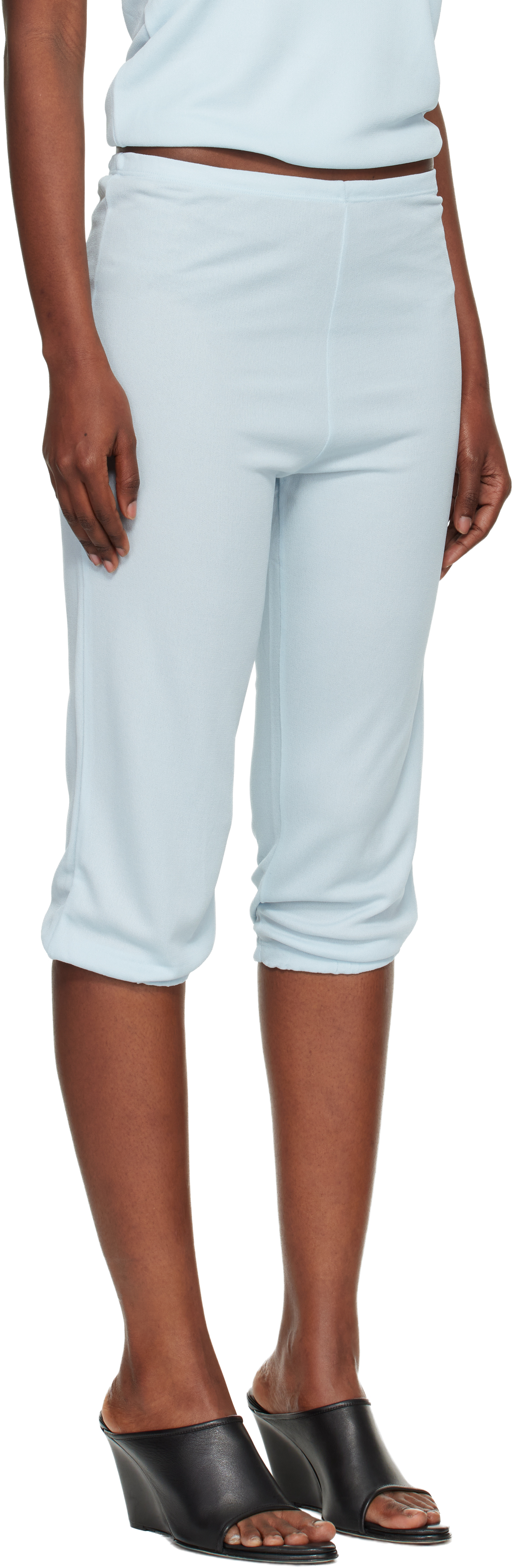 Bambou Roger Kwong Blue Double Face Crêpe Jersey Dance Corsaire Lounge Pants In Blue