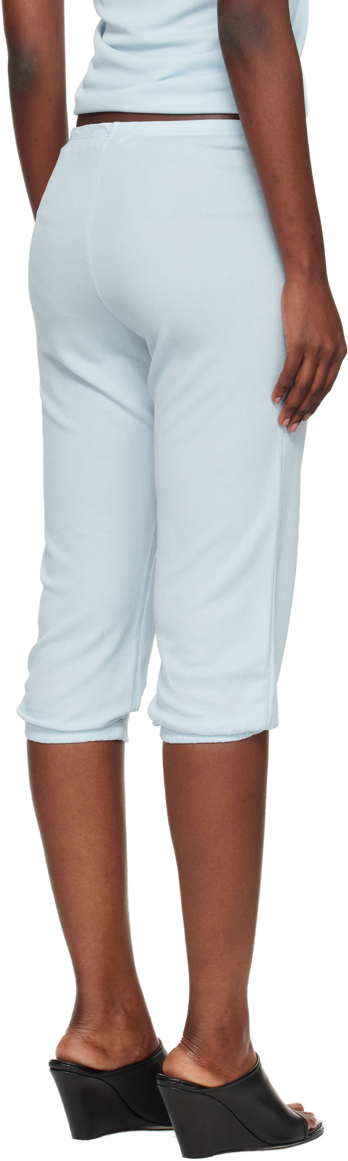 Bambou Roger Kwong Blue Double Face Crêpe Jersey Dance Corsaire Lounge Pants In Blue