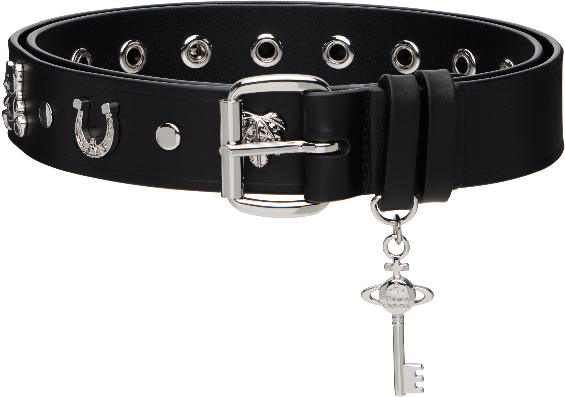 Vivienne Westwood Black Toledo Leather Multi Charms Stud Belt