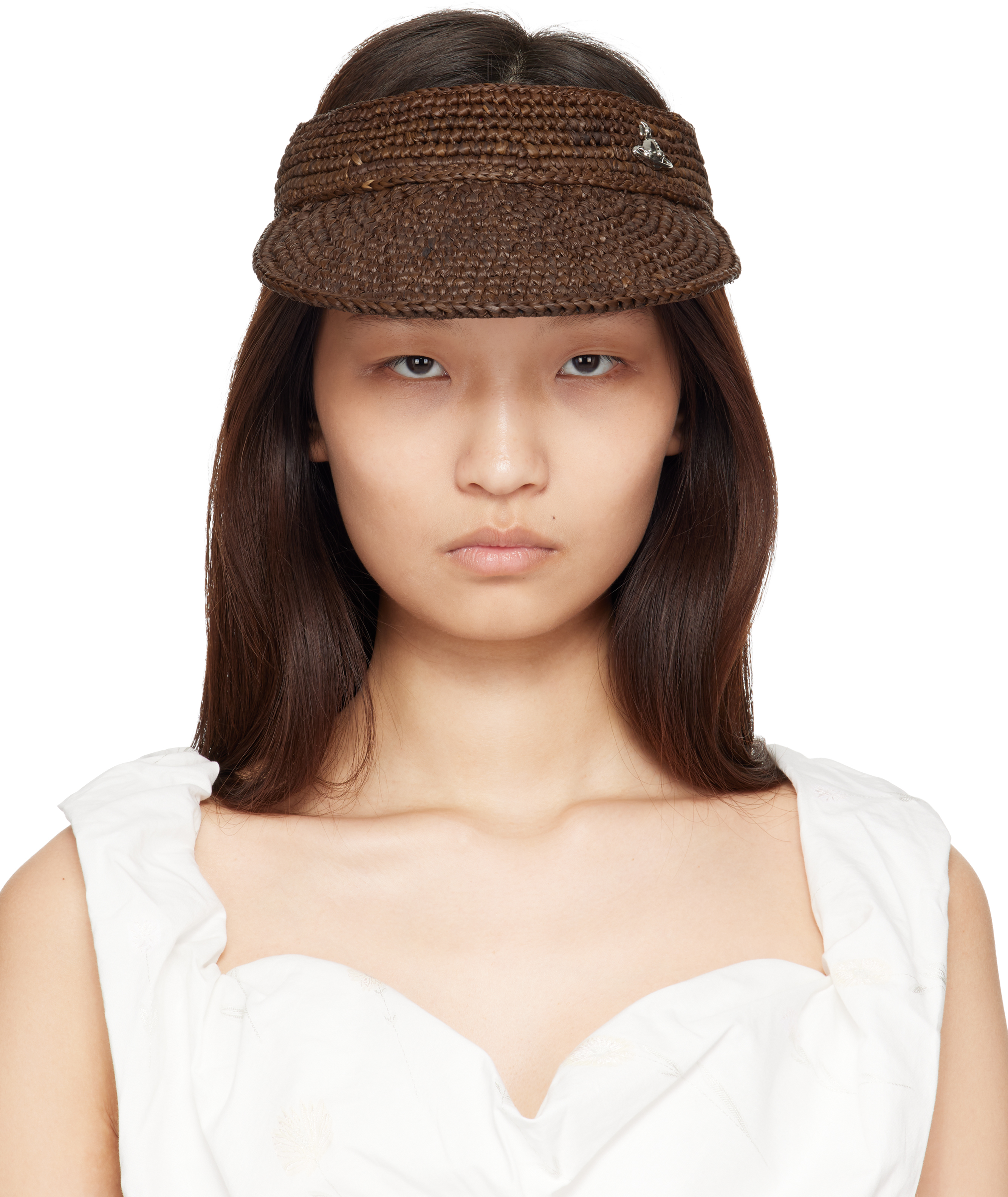 Vivienne Westwood: Brown Raffia Visor | SSENSE