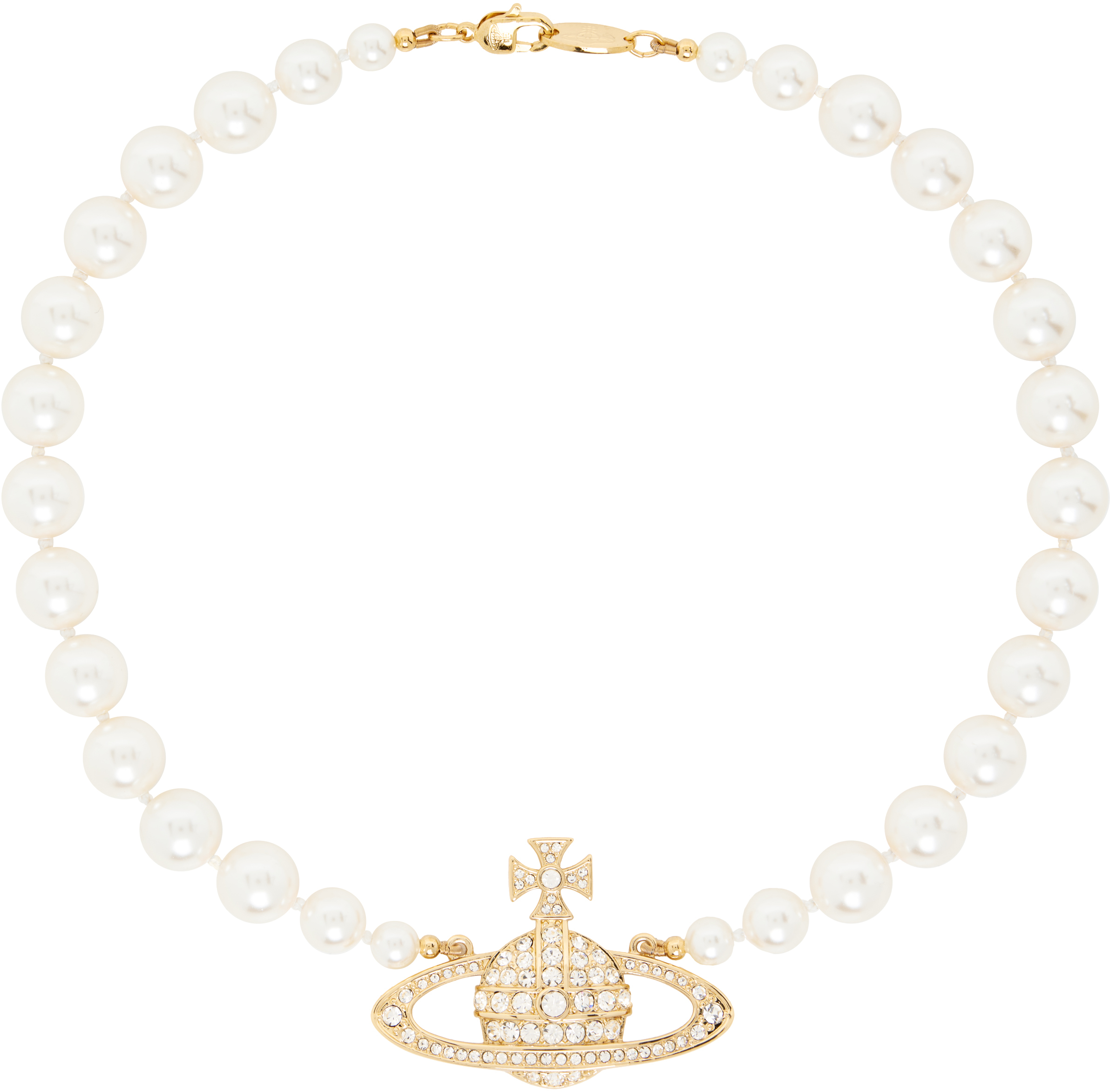 Vivienne Westwood: One Row Bas Relief Faux-Pearl Necklace | SSENSE