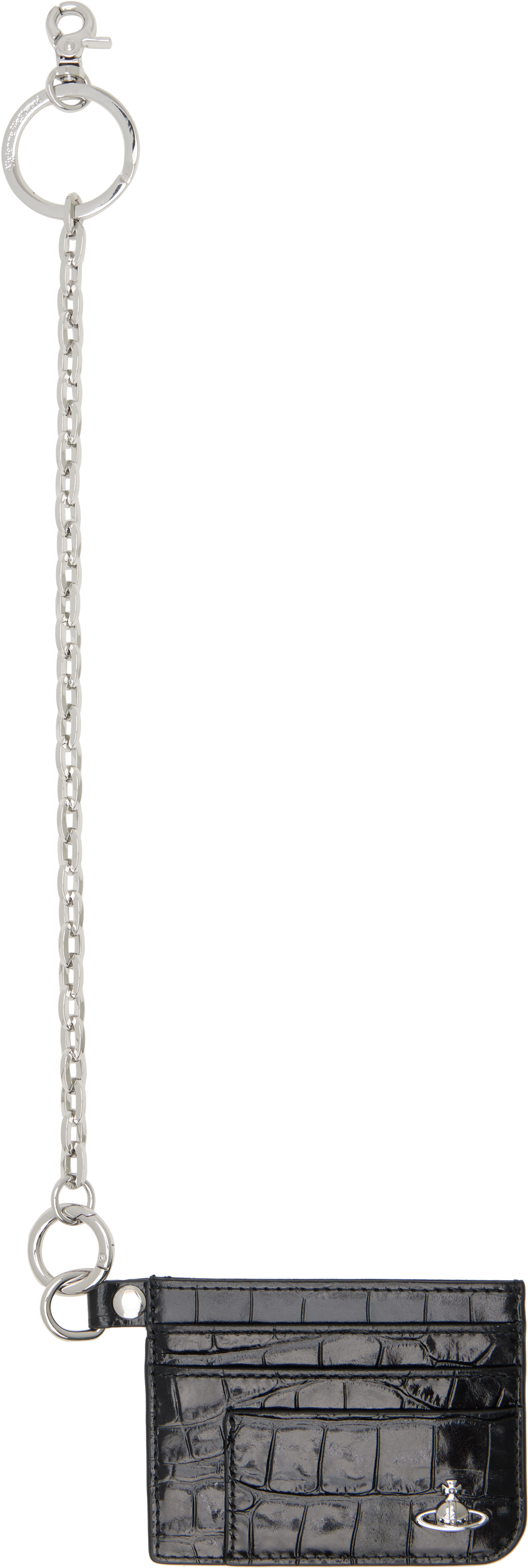 Black Flat Chain Card Holder by Vivienne Westwood on Sale