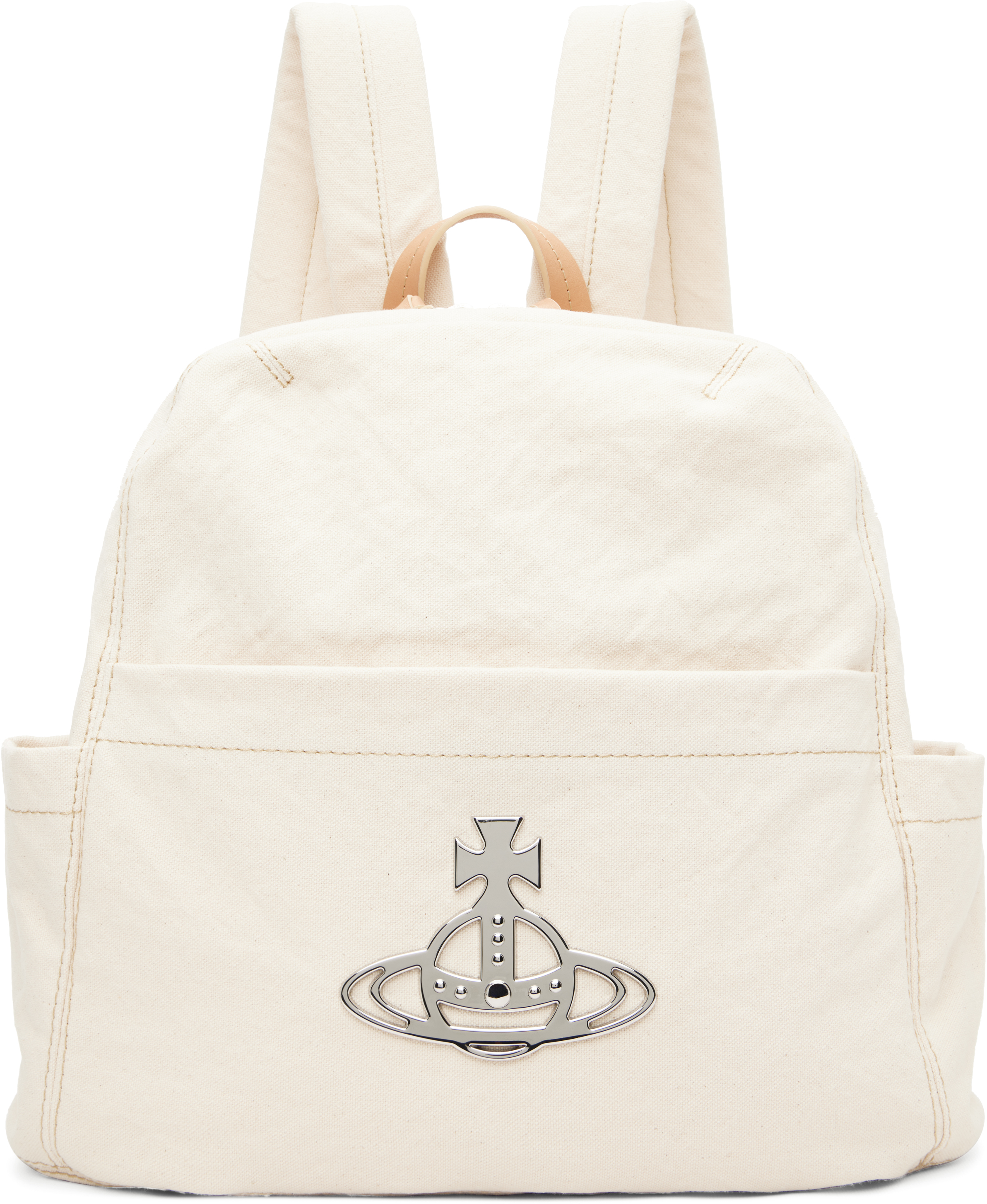 【VivienneWestwood】EDGWARE Rd/リュック/キャンバス Vivienne Westwood: Beige George Medium Backpack | SSENSE Canada