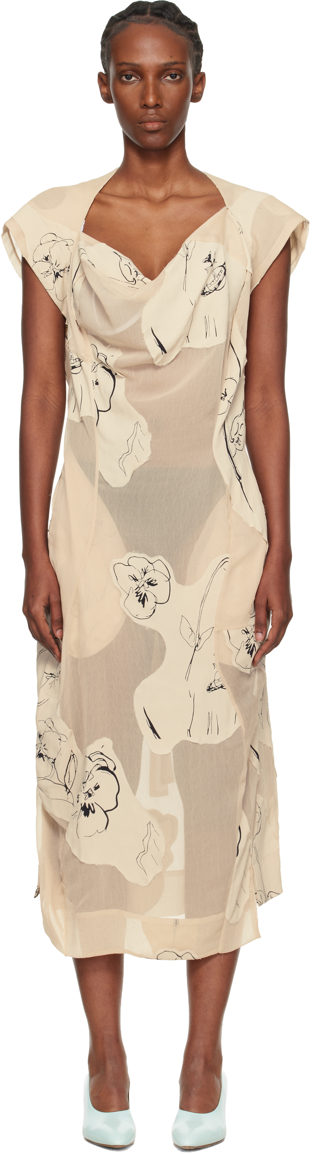 Vivienne Westwood Off-White Printed Veil Crepe Ionian Midi Dress