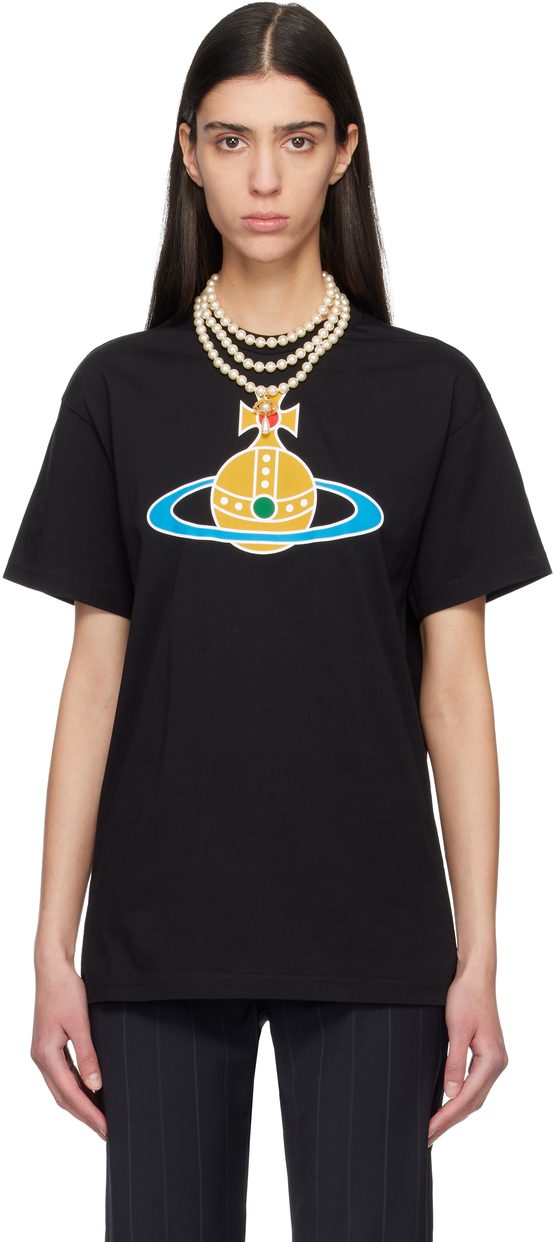 Vivienne Westwood: Black Oversized Orb Classic T-shirt | SSENSE