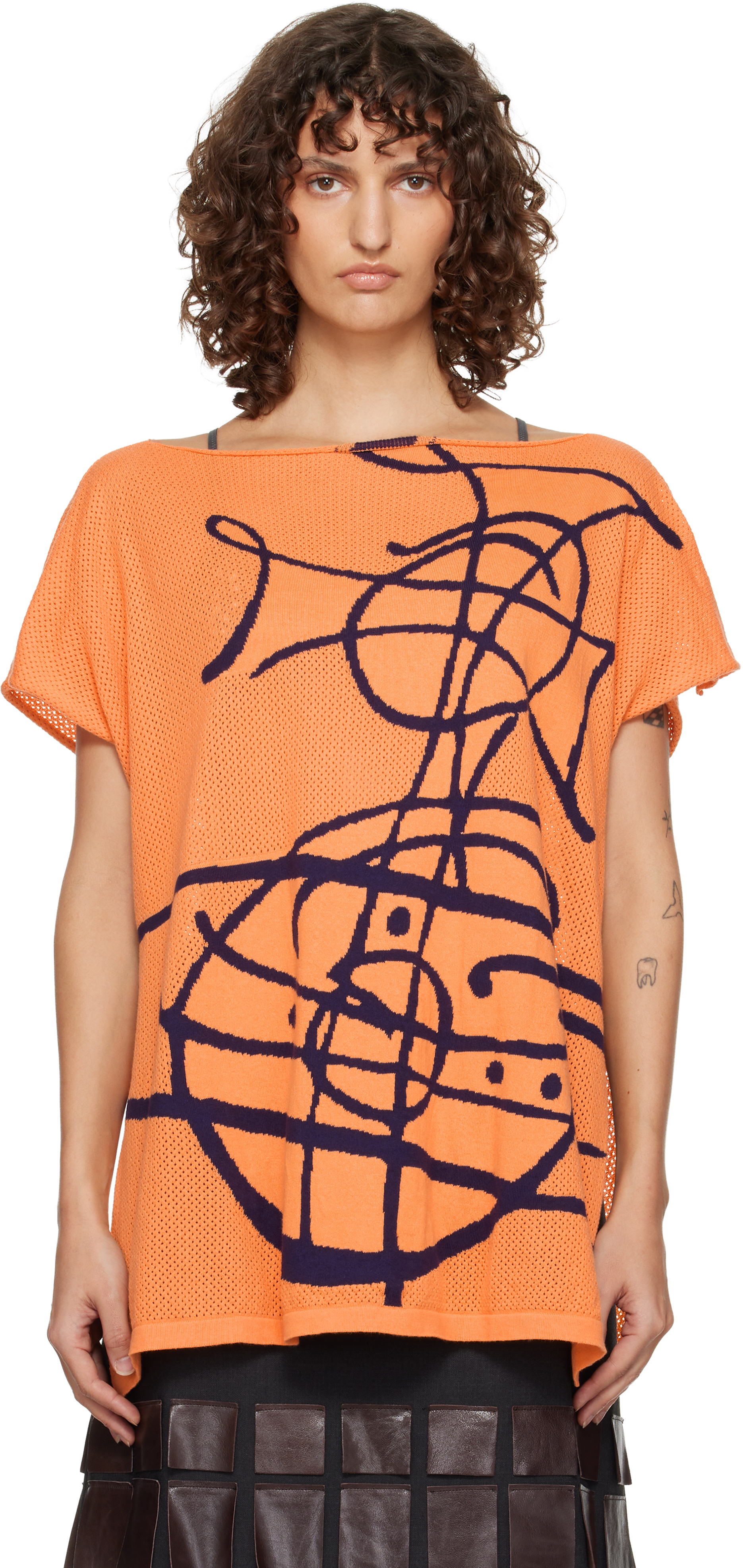 Vivienne Westwood: Orange Beach Top Graffiti Orb Cover-Up Top | SSENSE