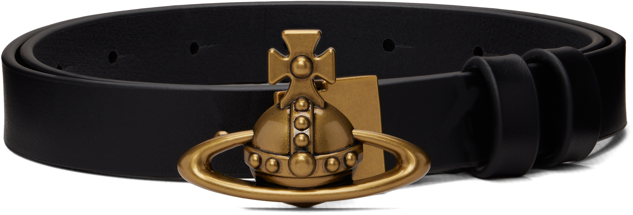 Vivienne Westwood: ブラック Small Orb バックルベルト | SSENSE 日本