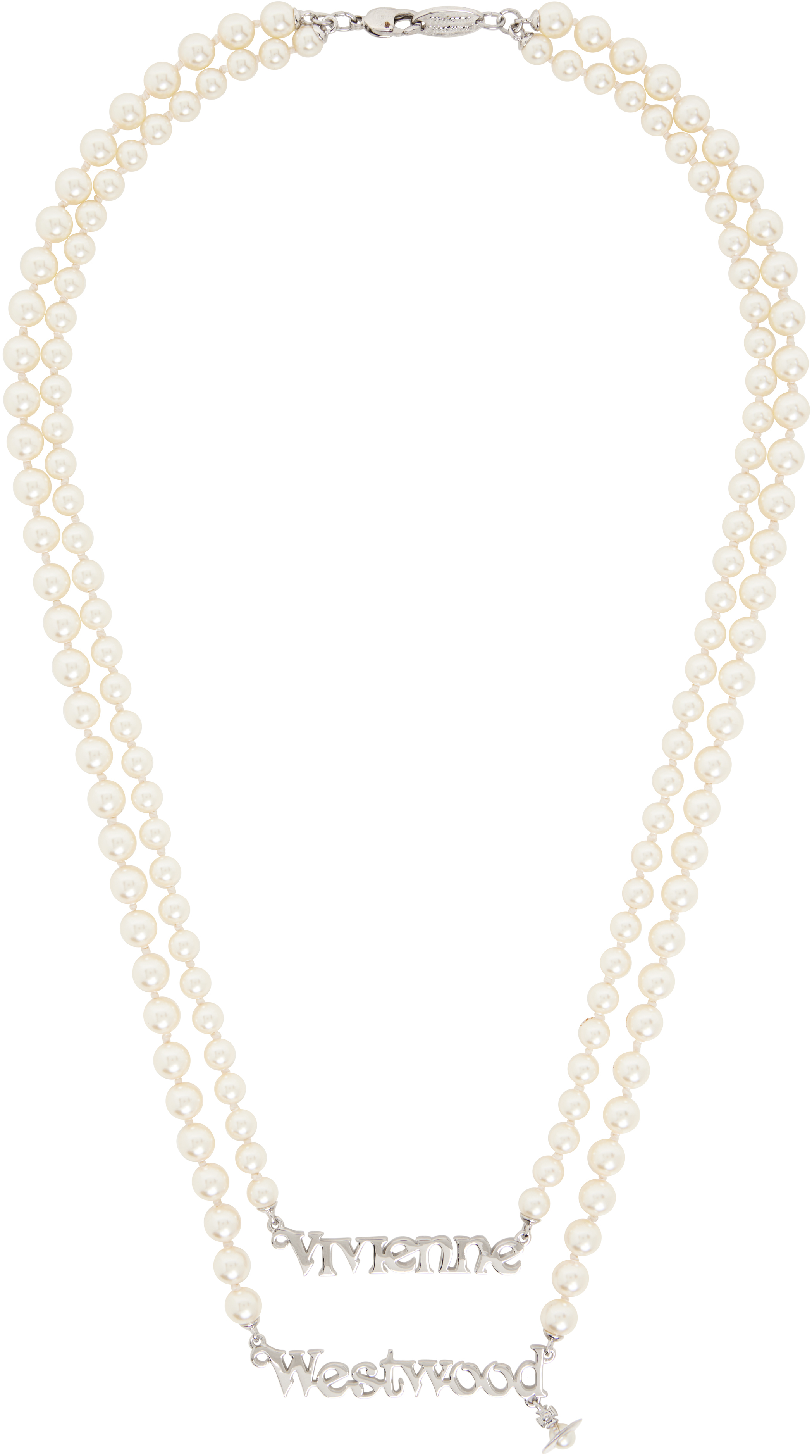 Vivienne Westwood MAN EMILIO ネックレス Man. Emilio ネックレス - プラチナ、クリーム パール | Vivienne