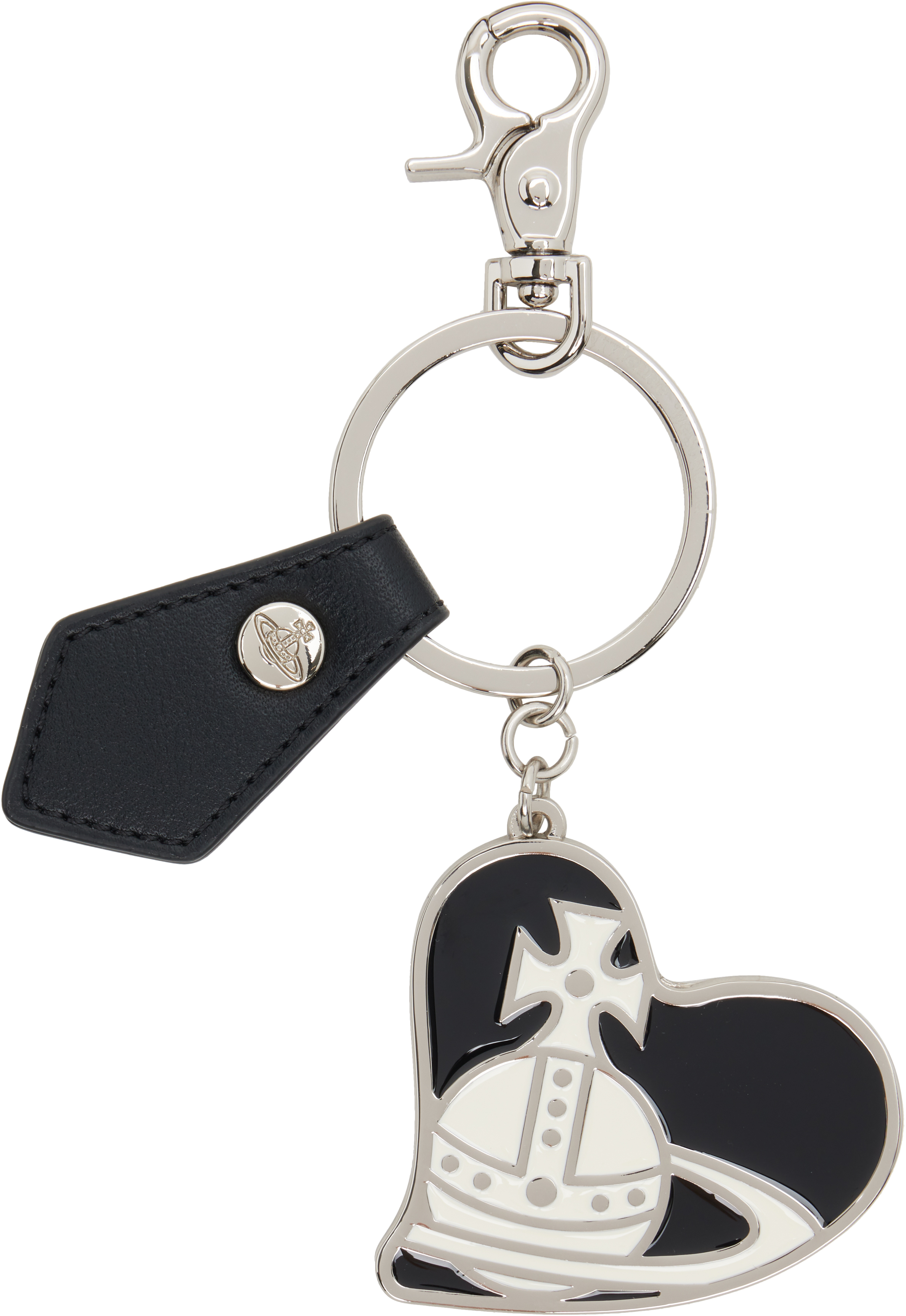 Vivienne Westwood: Black & Silver Orb Heart Keychain | SSENSE