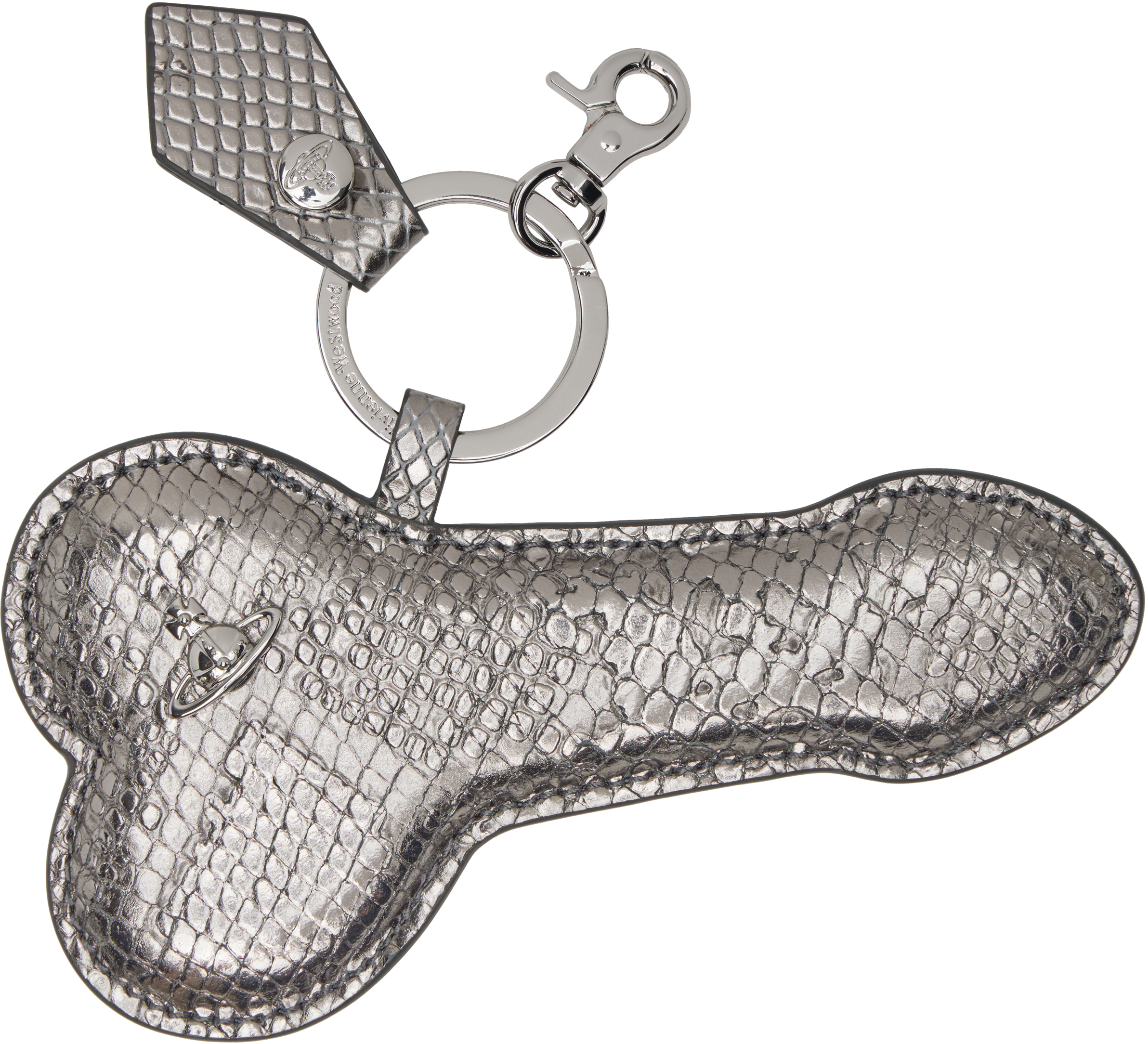 Vivienne Westwood: Silver Snake Embossed 'Penis' Keychain | SSENSE