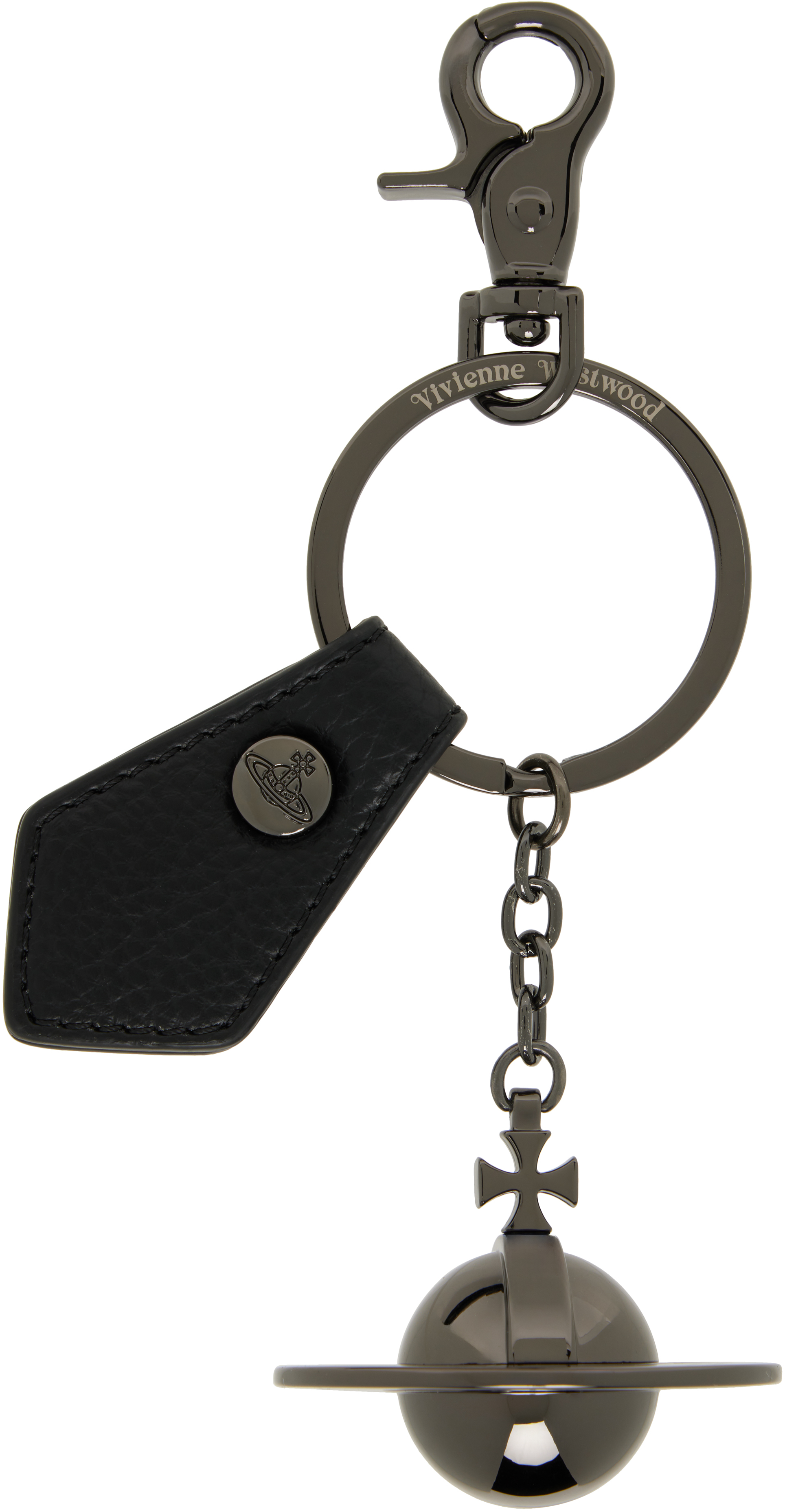 Vivienne Westwood: Black & Gunmetal 3D Orb Keychain | SSENSE