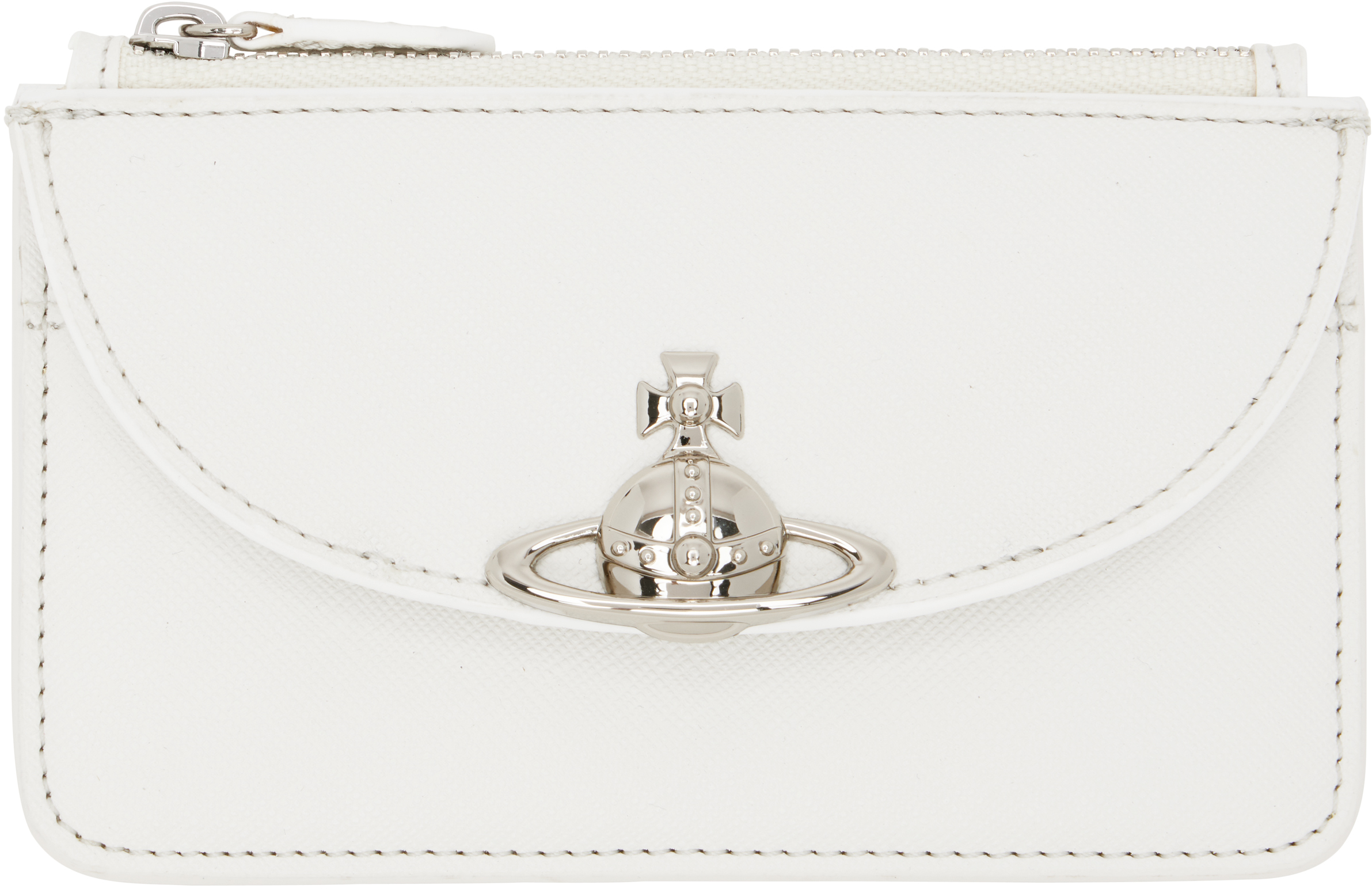 Off-White Half Moon Card Holder by Vivienne Westwood on Sale