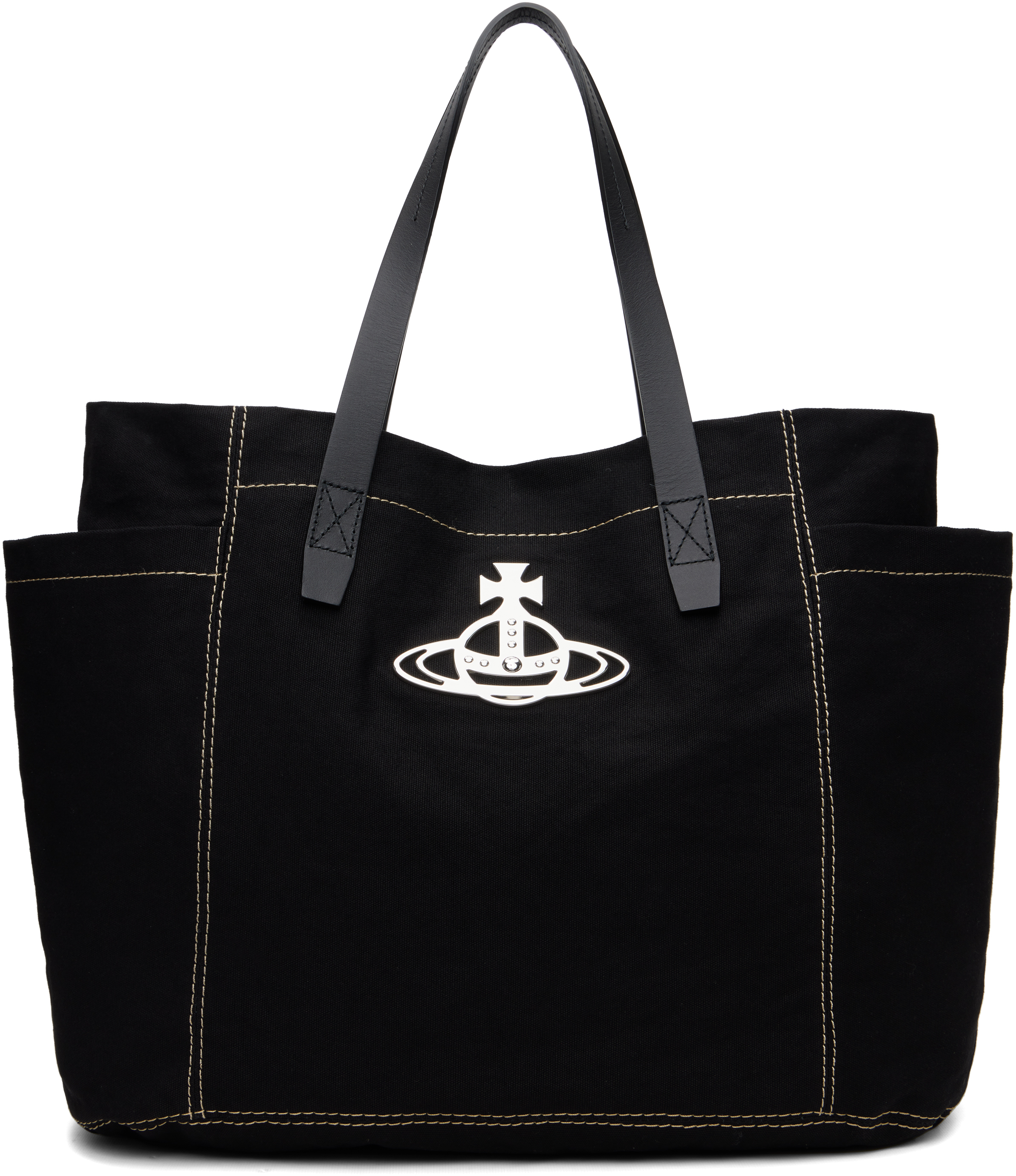 Vivienne Westwood: ブラック ミディアム Henry トートバッグ | SSENSE Vivienne Westwood: ブラック ミディアム Henry トートバッグ | SSENSE