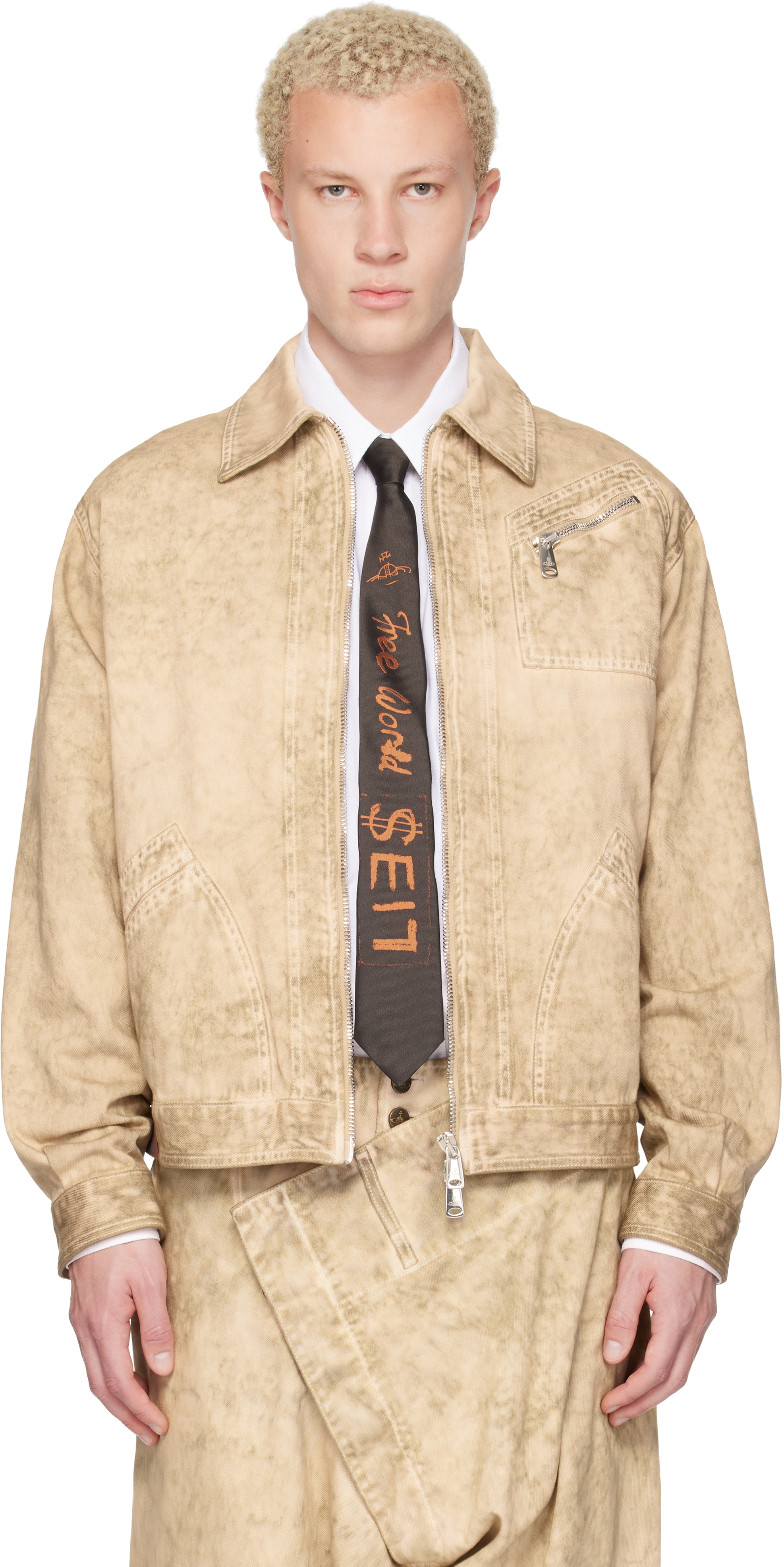 Vivienne Westwood ベージュ ジャケット 38 ベージュ Vivienne Westwood: Beige Piranha Denim Jacket | SSENSE