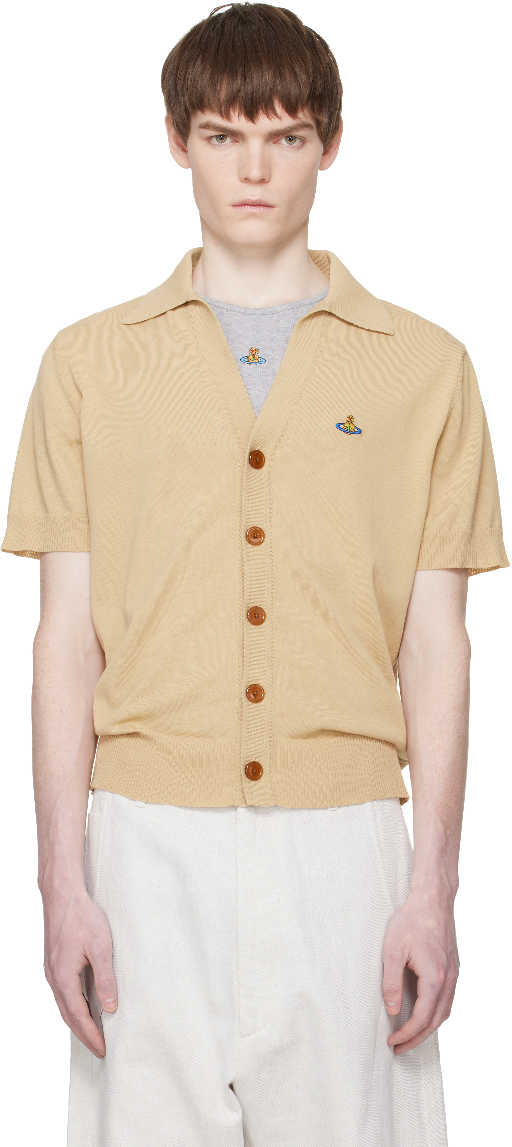 Vivienne Westwood MAN カーディガン ベージュ Vivienne Westwood Taupe Buttoned Cardigan Vivienne Westwood
