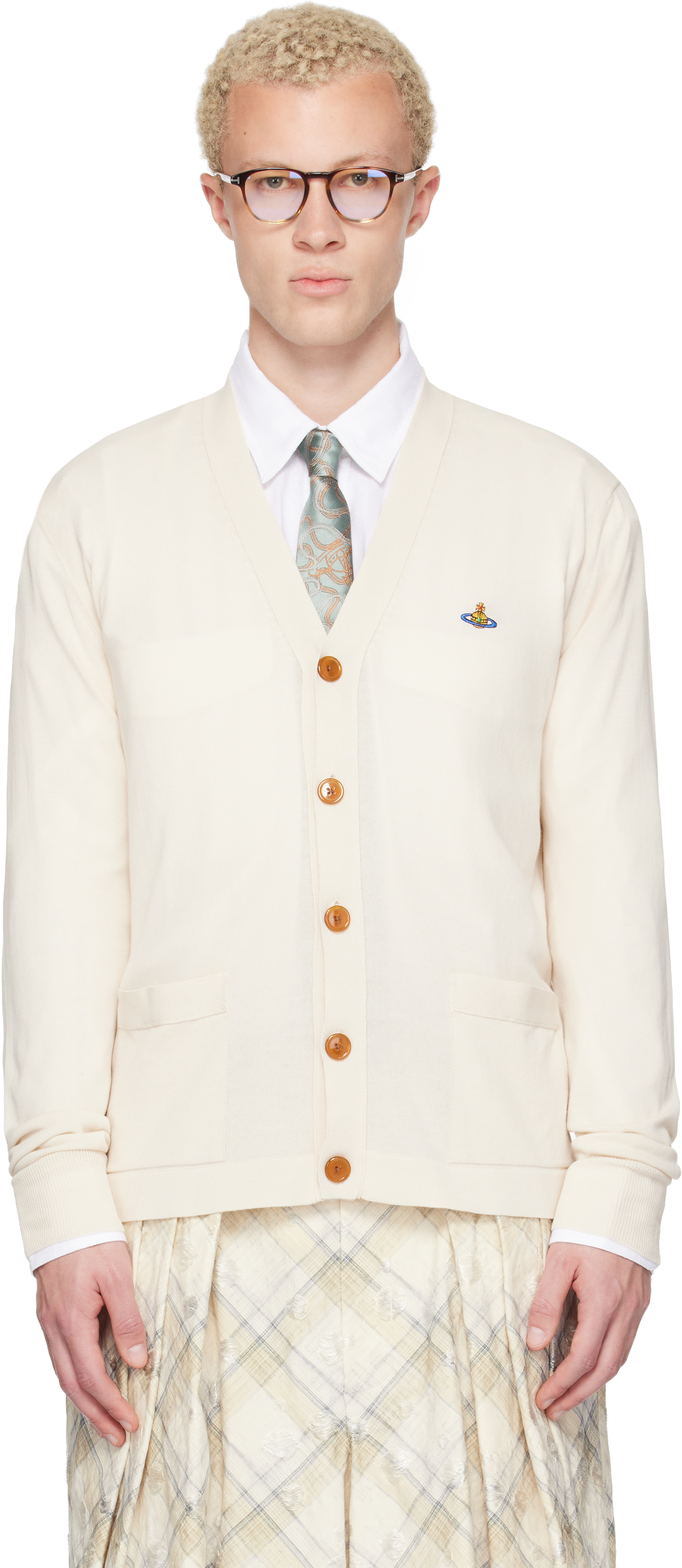 a**様 Vivienne Westwood アイボリー カーディガン Vivienne Westwood: Off-White Alex Cardigan | SSENSE