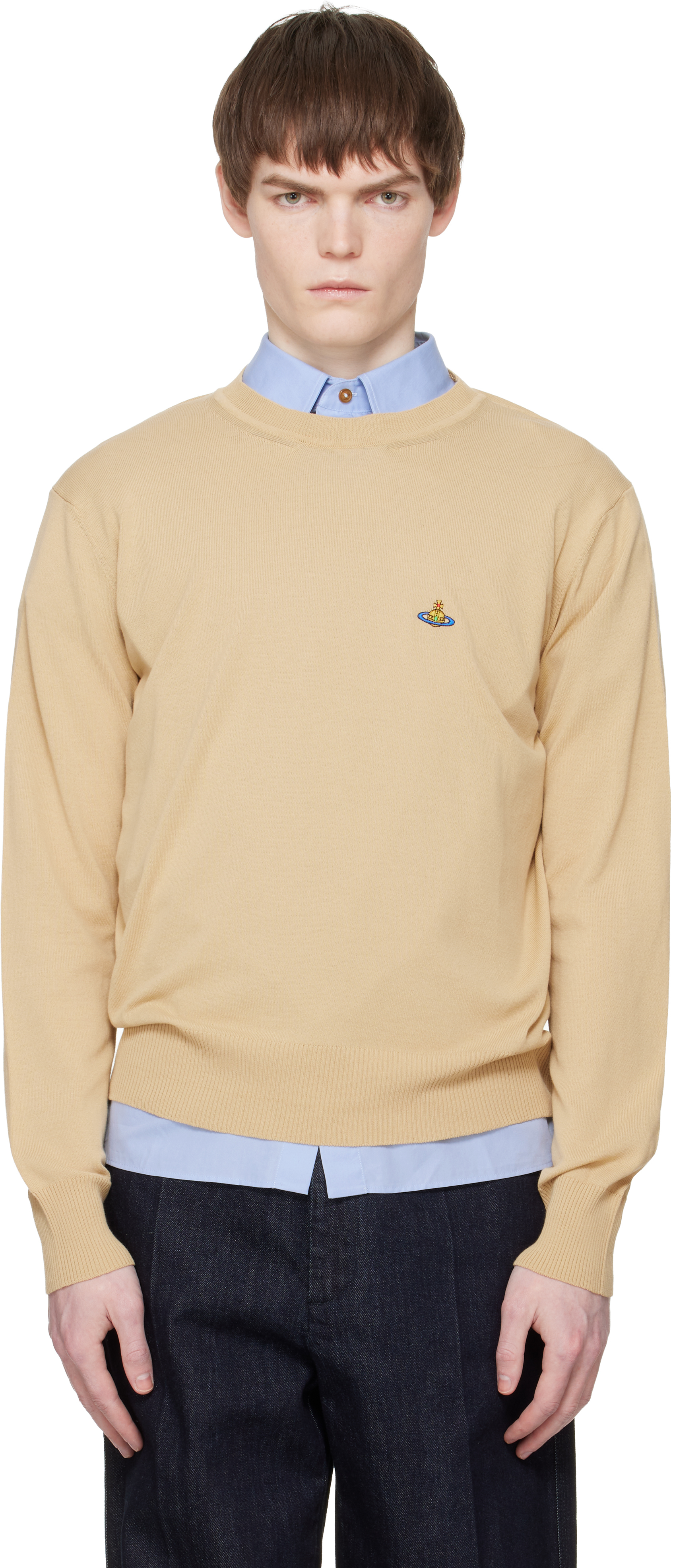 Vivienne Westwood: Beige Alex Round Neck Sweater | SSENSE