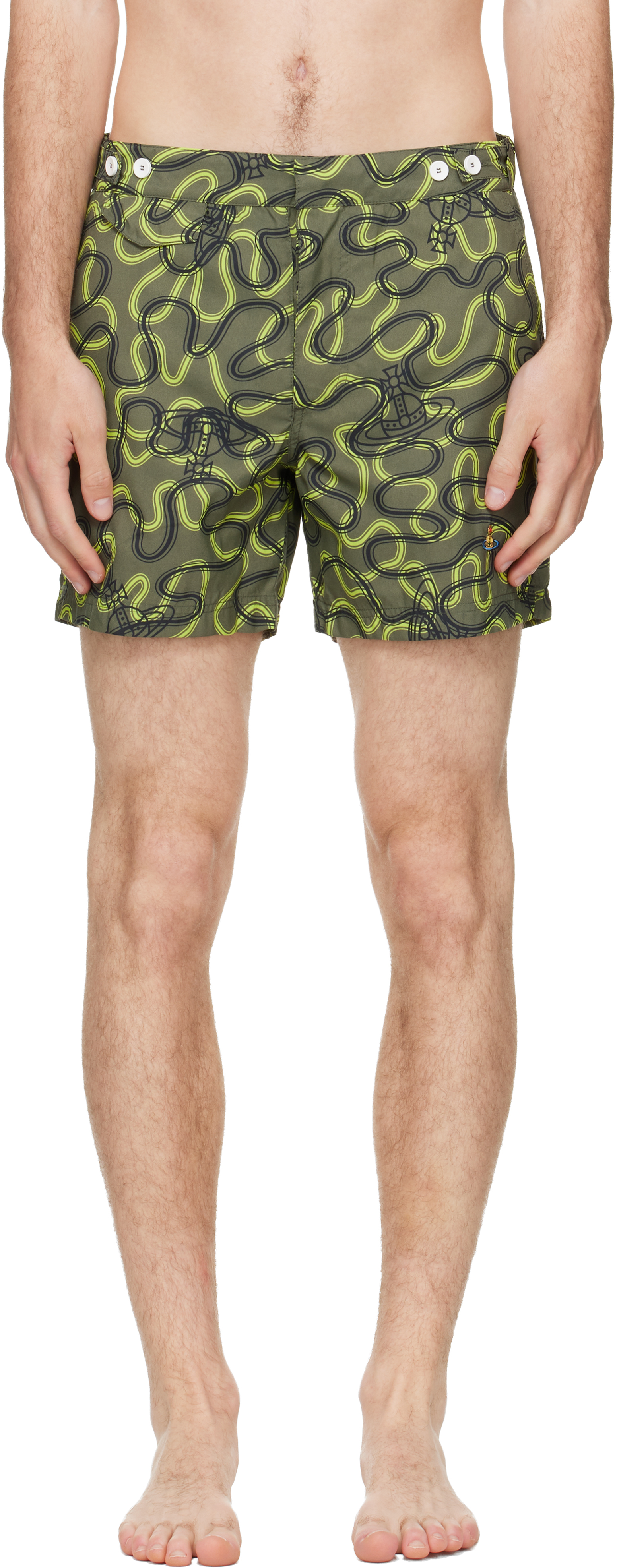 Vivienne Westwood: Khaki Classic Boxer Swim Shorts | SSENSE