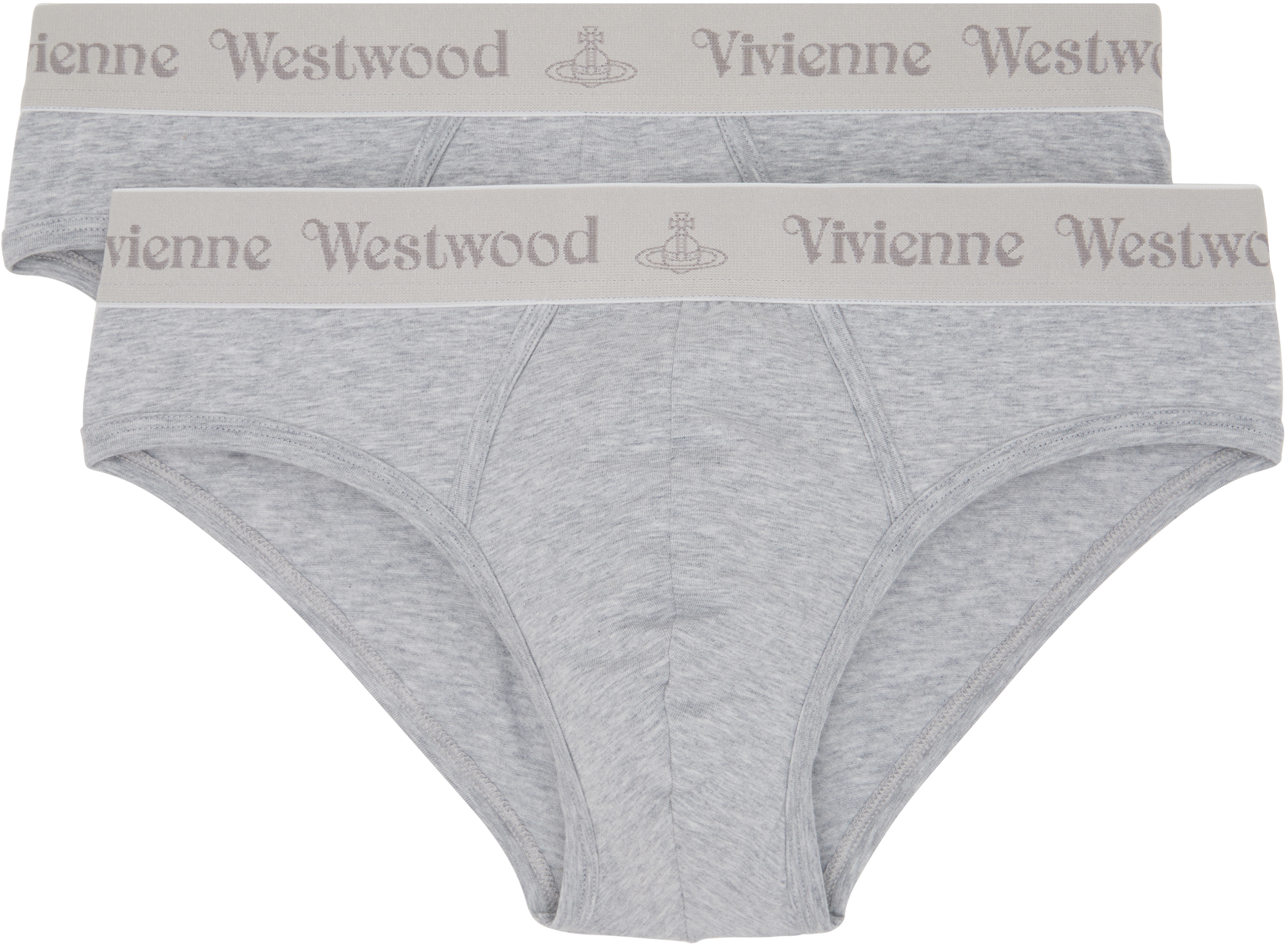 ヴィヴィアンウエストウッド　 モリタニケンキ Two-Pack Gray Cotton Briefs by Vivienne Westwood on Sale