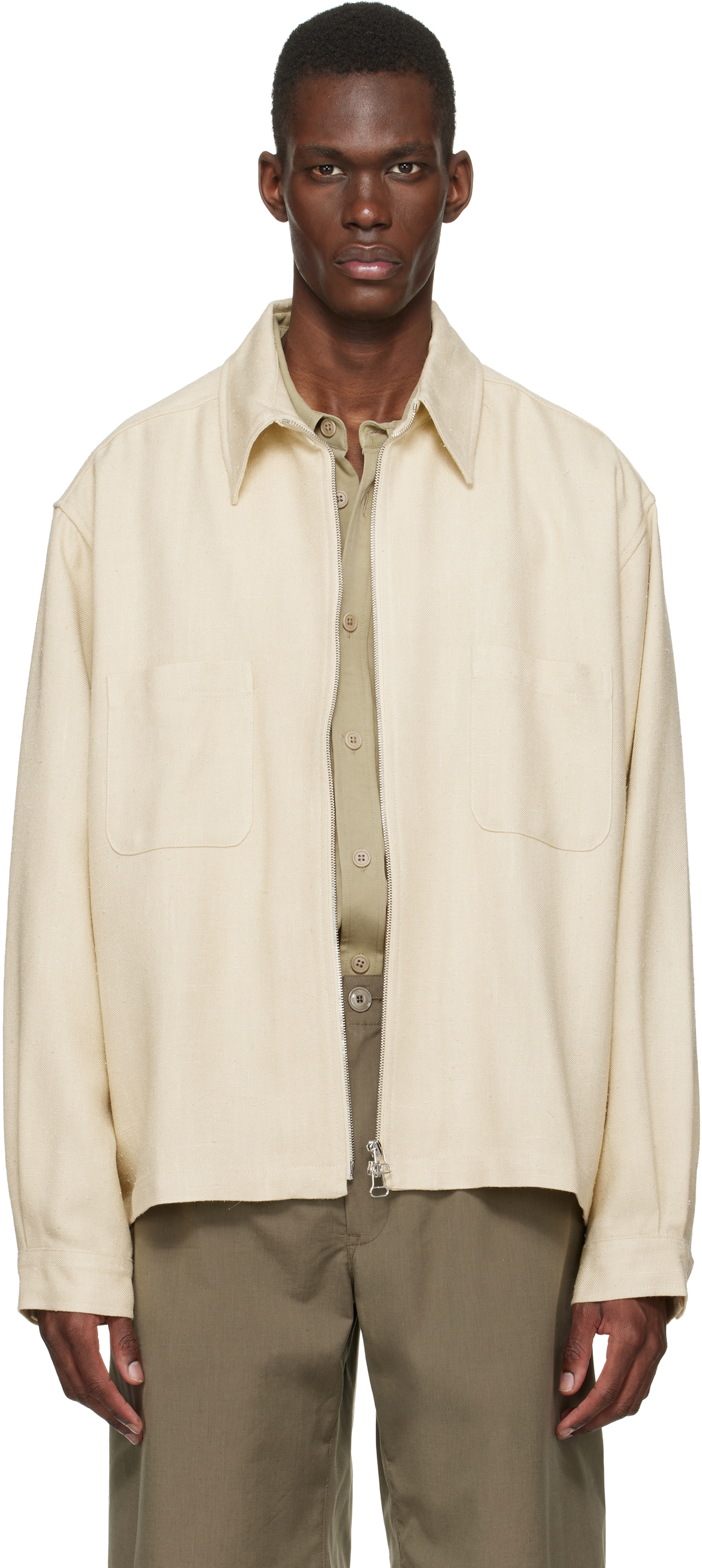 colbo: Beige Zip Jacket | SSENSE Canada