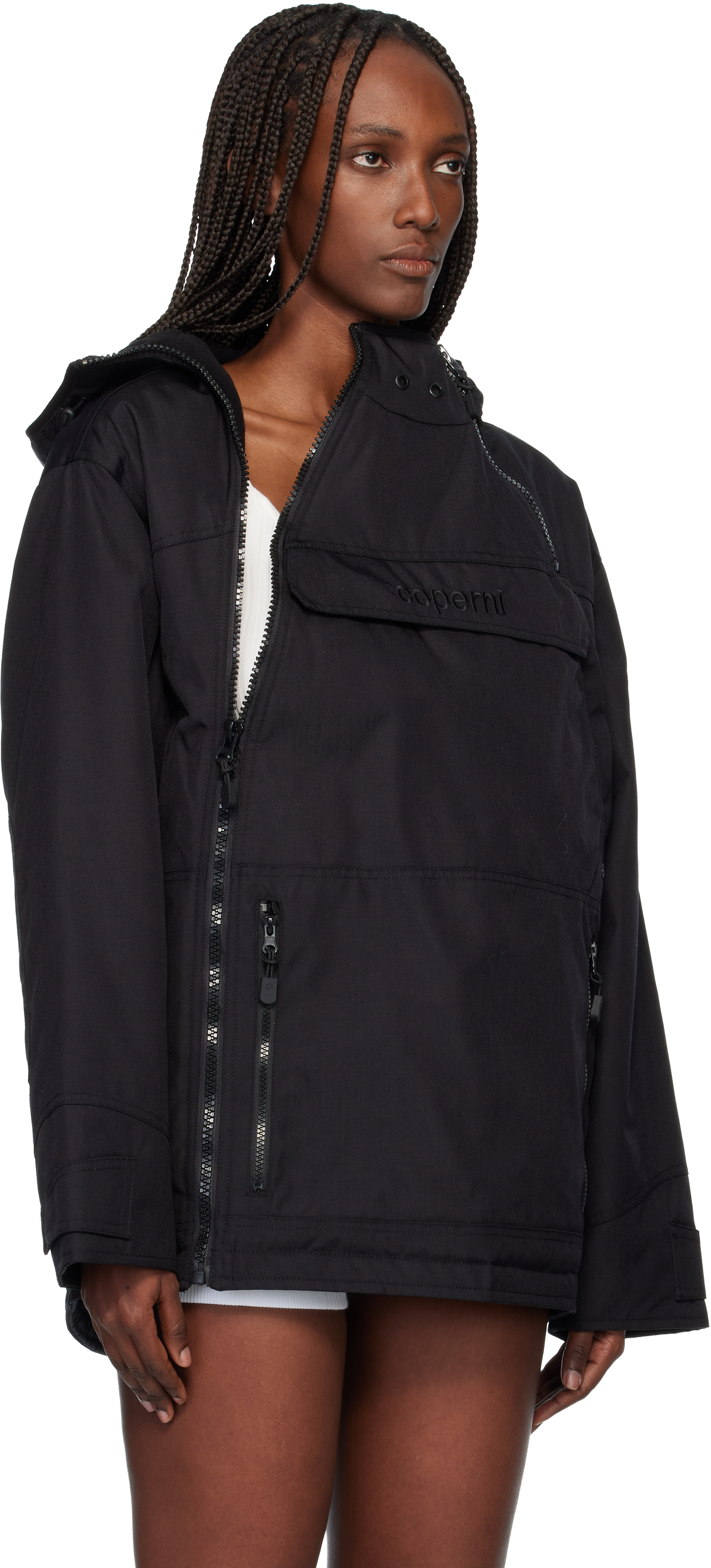 Coperni Black Asymmetric Parka In Black