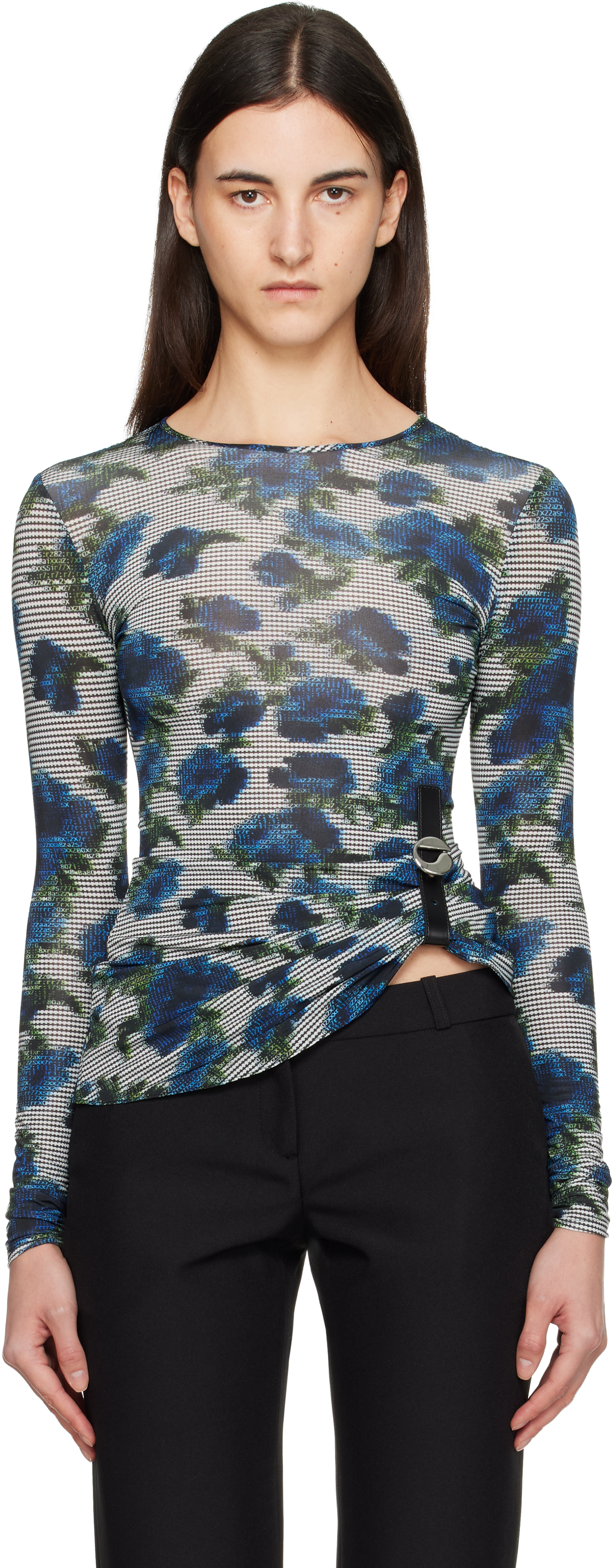 Blue & White Suspended ASCII T-shirt by Coperni on Sale