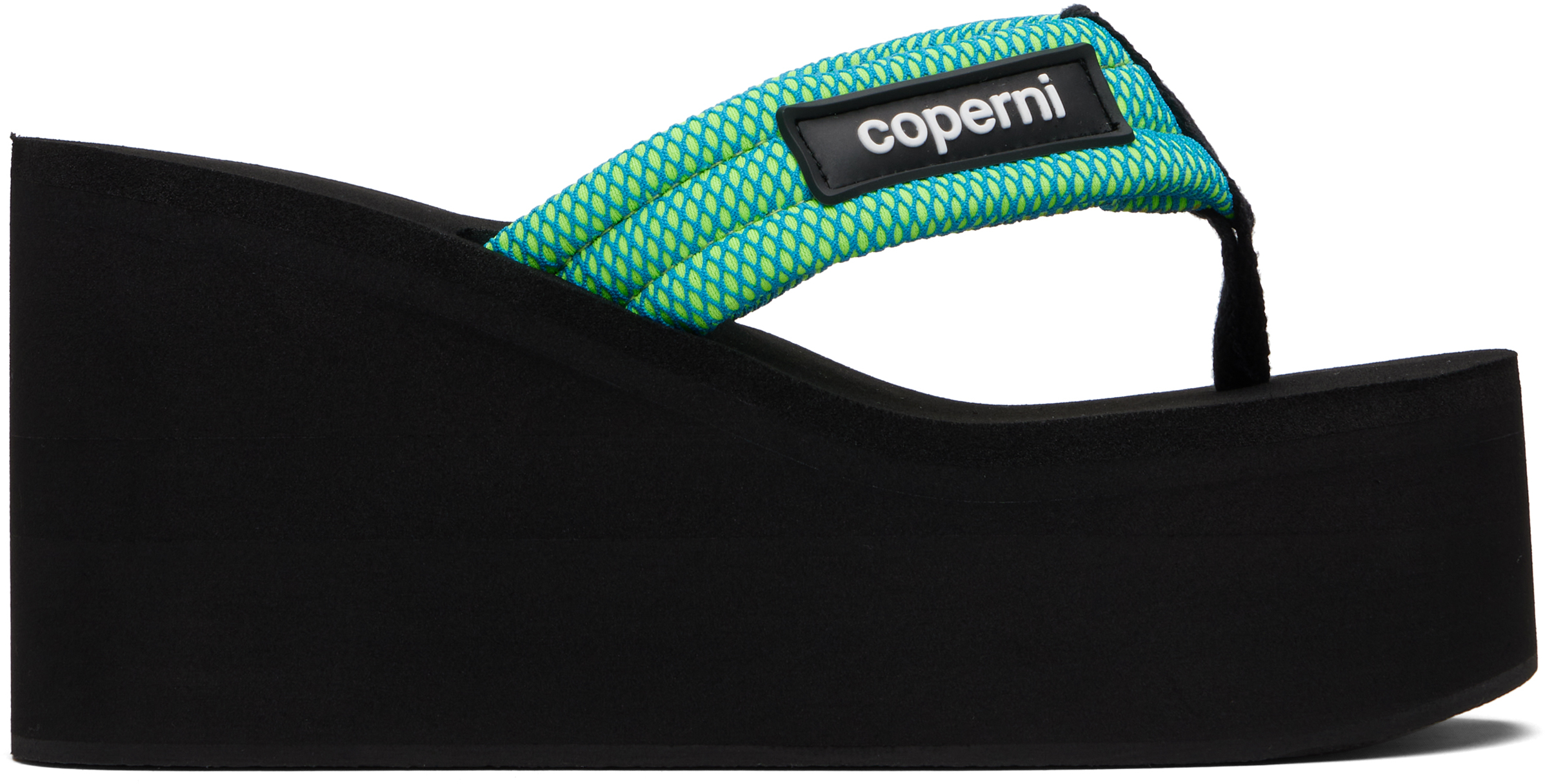 Coperni ブラック ウェッジ ヒールサンダル Black & Green Wedge Heeled Sandals by Coperni on Sale