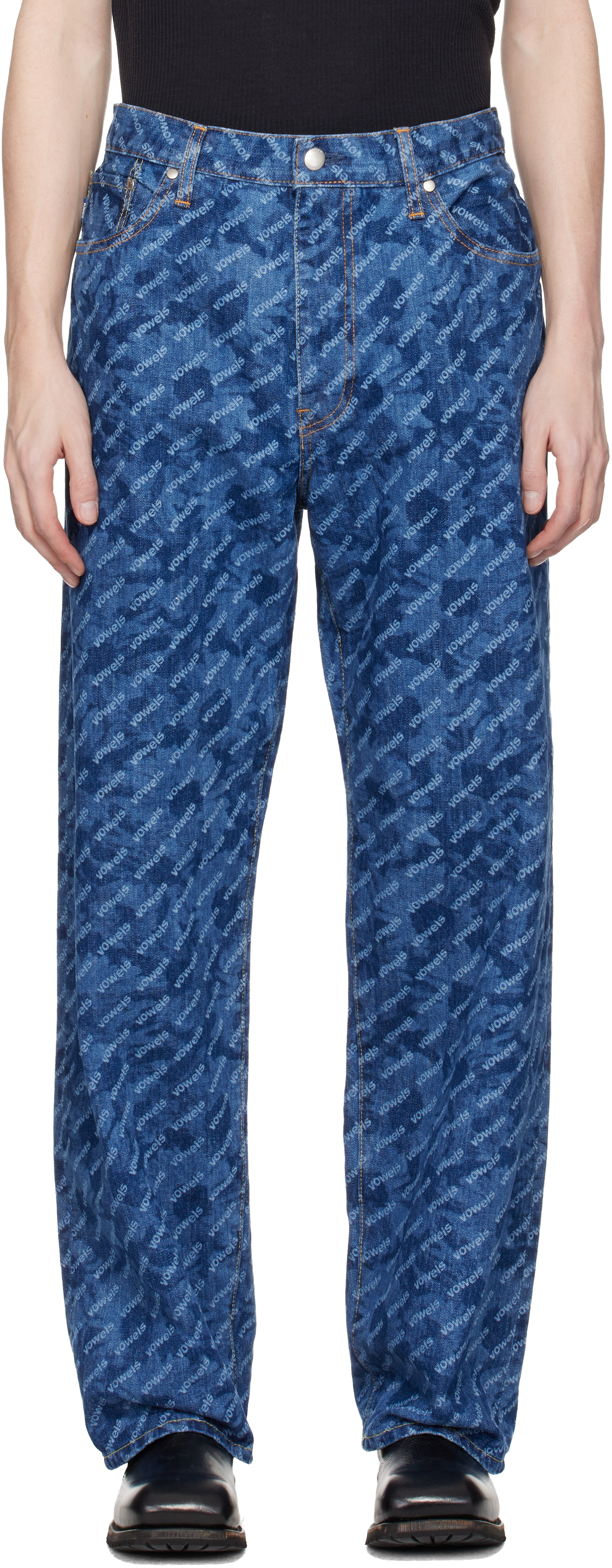 Navy Baggy Denim Jeans by vowels on Sale